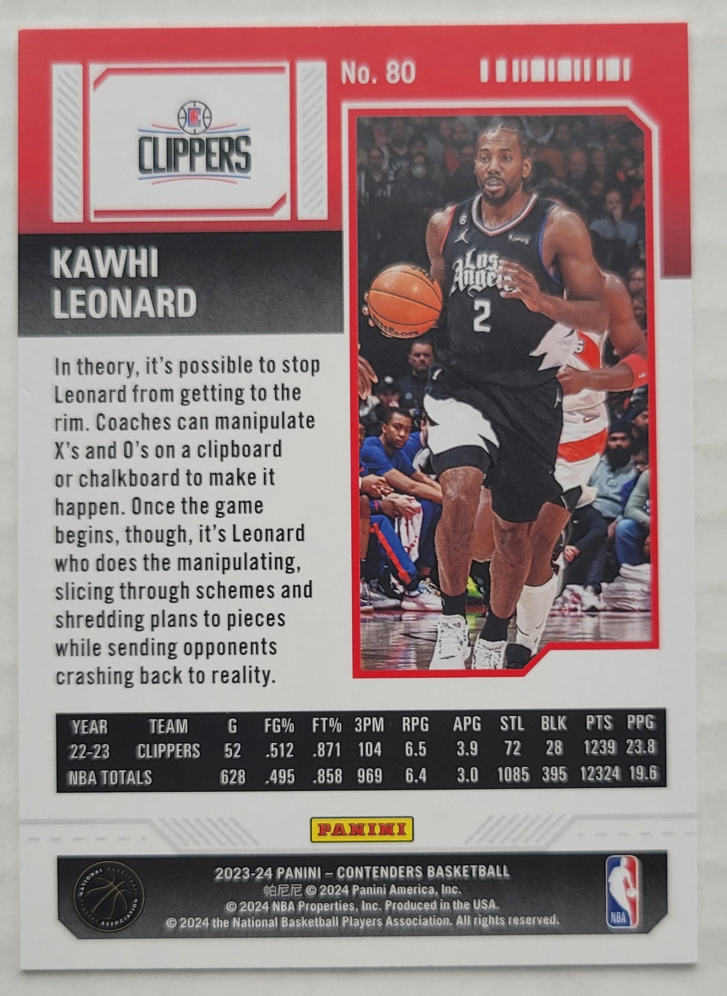 Kawhi Leonard - 2023-24 Panini Contenders Game Ticket Red #80