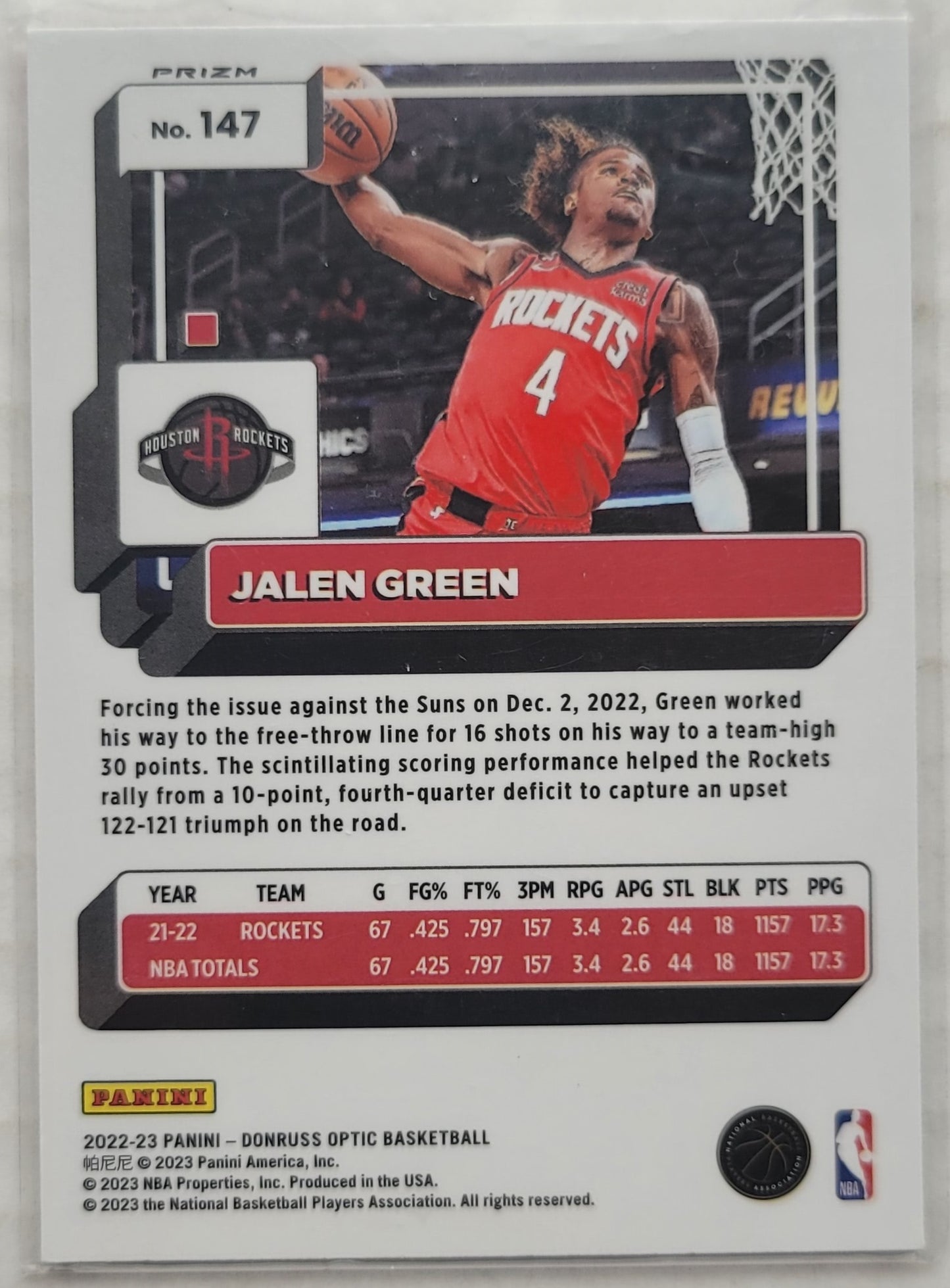 Jalen Green - 2022-23 Donruss Optic Hyper Pink #147