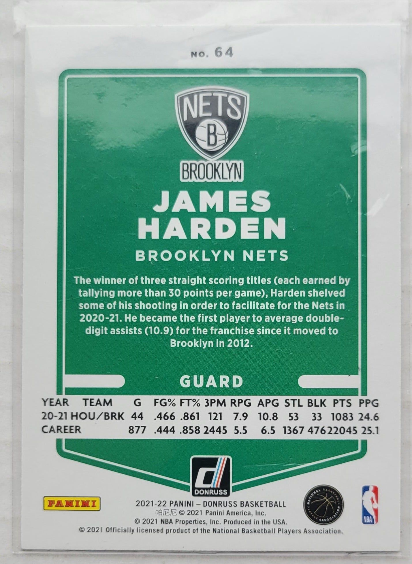 James Harden - 2021-22 Donruss Holo Pink Laser #64