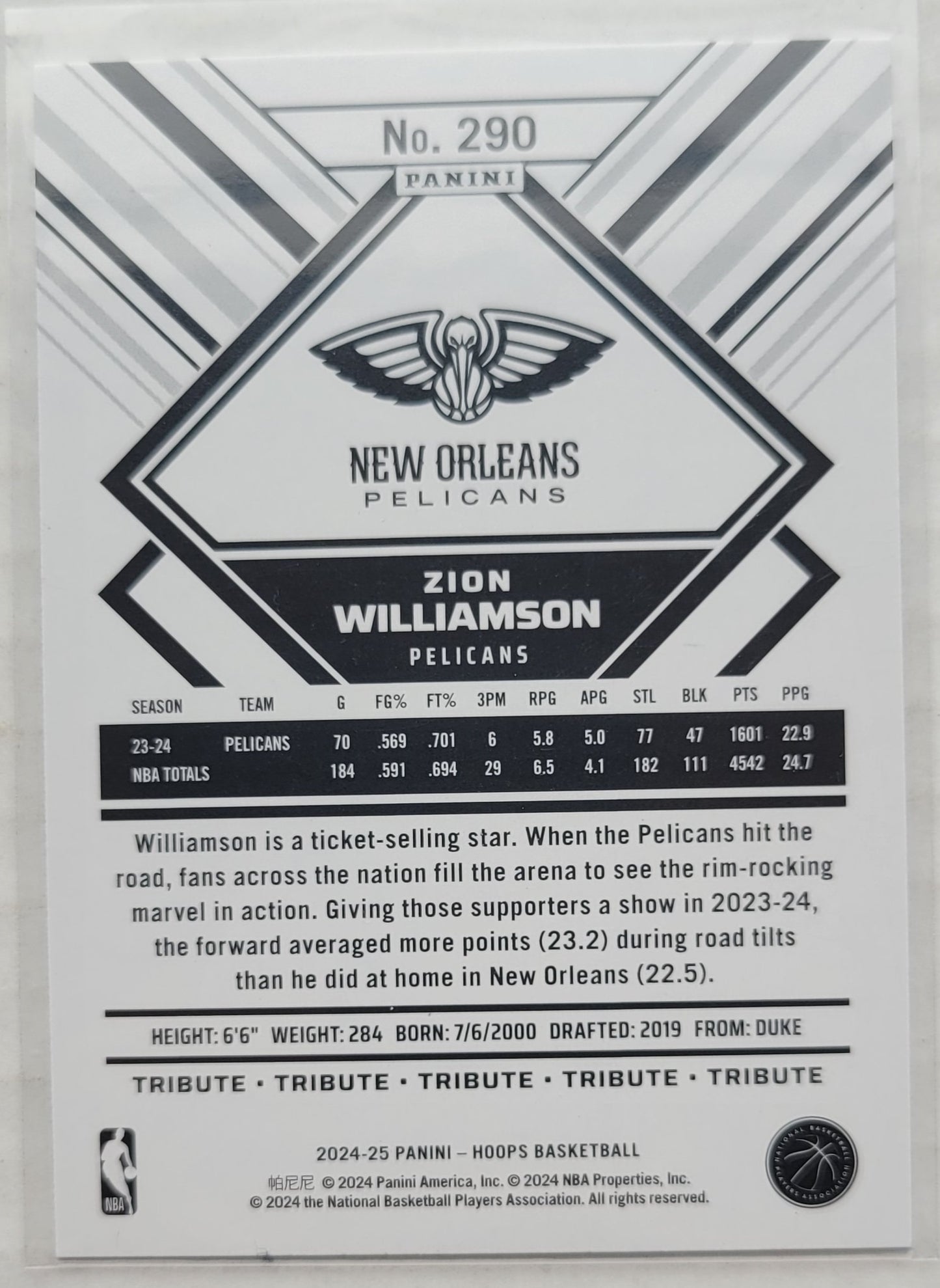 Zion Williamson - 2024-25 Hoops Winter #290