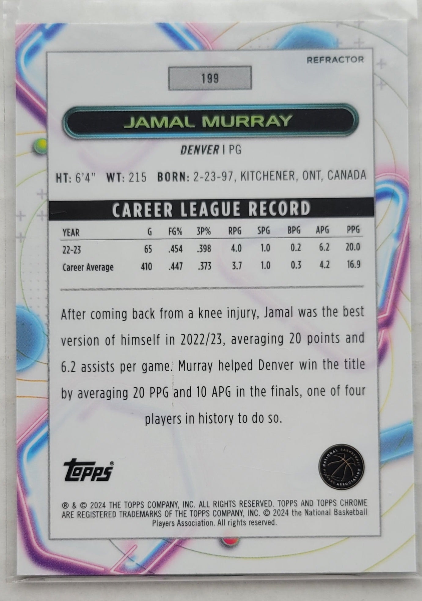 Jamal Murray - 2023-24 Topps Cosmic Chrome Refractors #199