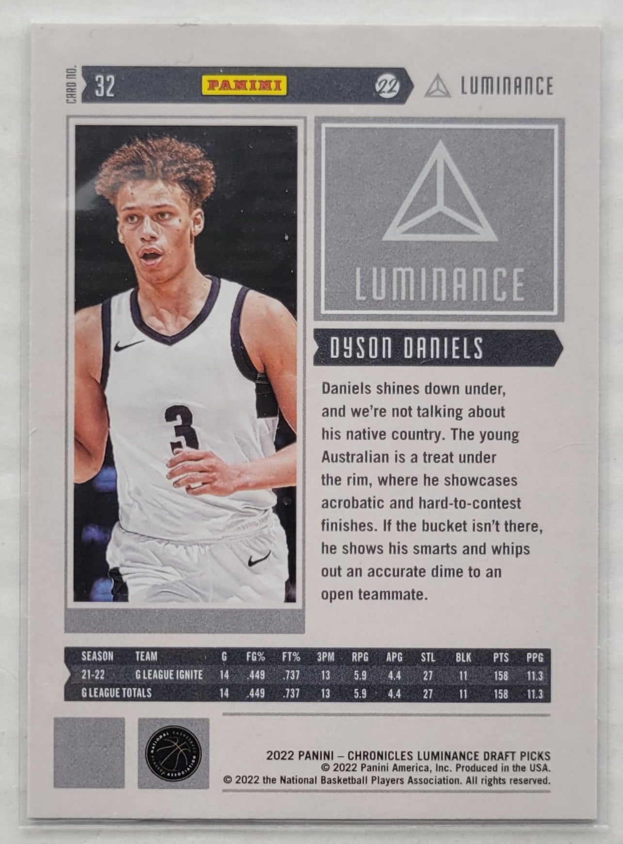 Dyson Daniels - 2022-23 Panini Chronicles Draft Picks Luminance Black #32 RC