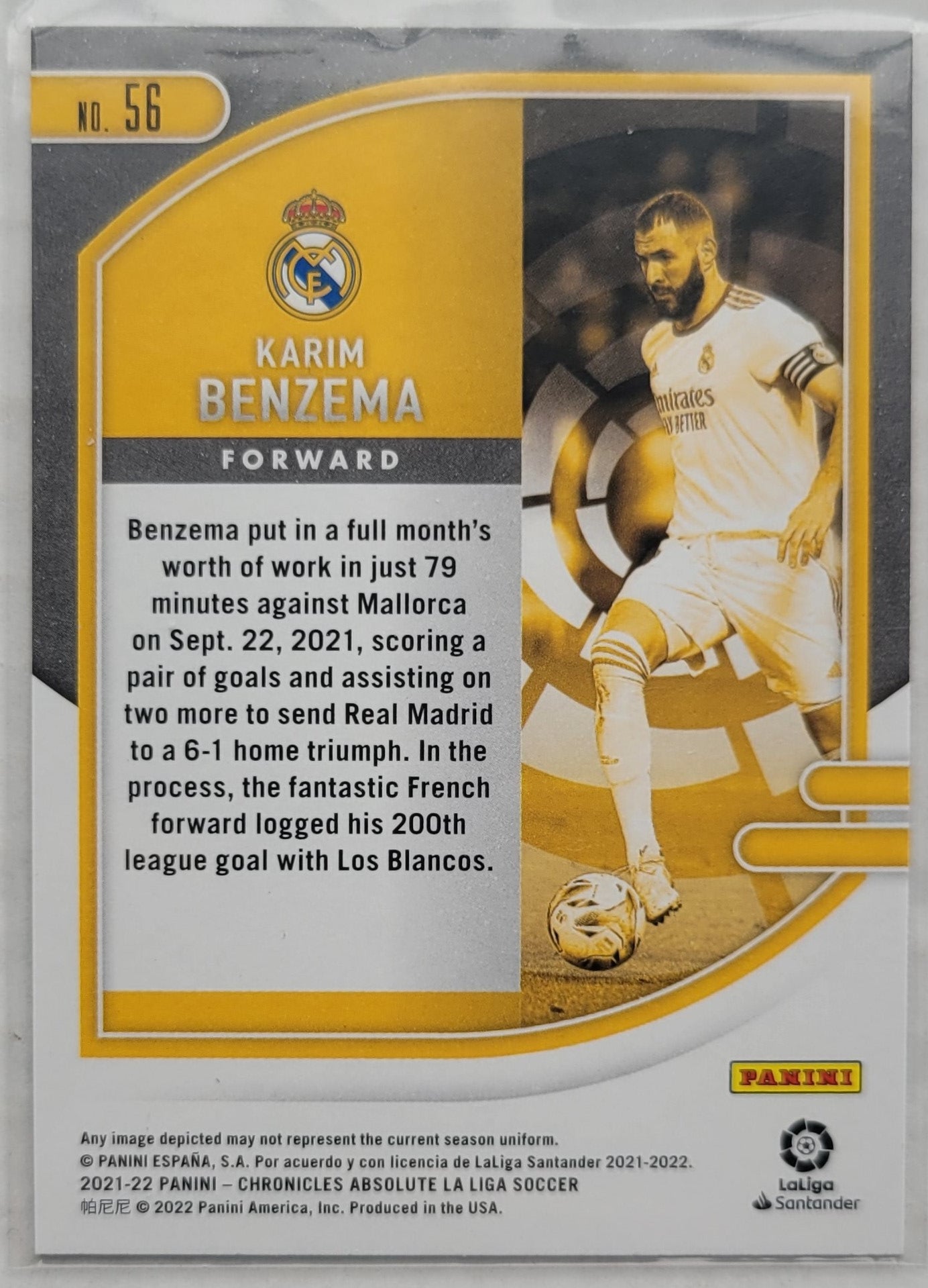 Karim Benzema - 2021-22 Panini Chronicles La Liga Purple Astro #56 Absolute