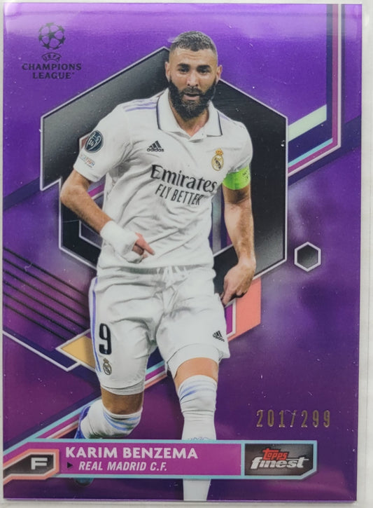 Karim Benzema - 2022-23 Finest UEFA Club Competitions Purple Refractors #5 - 201/299