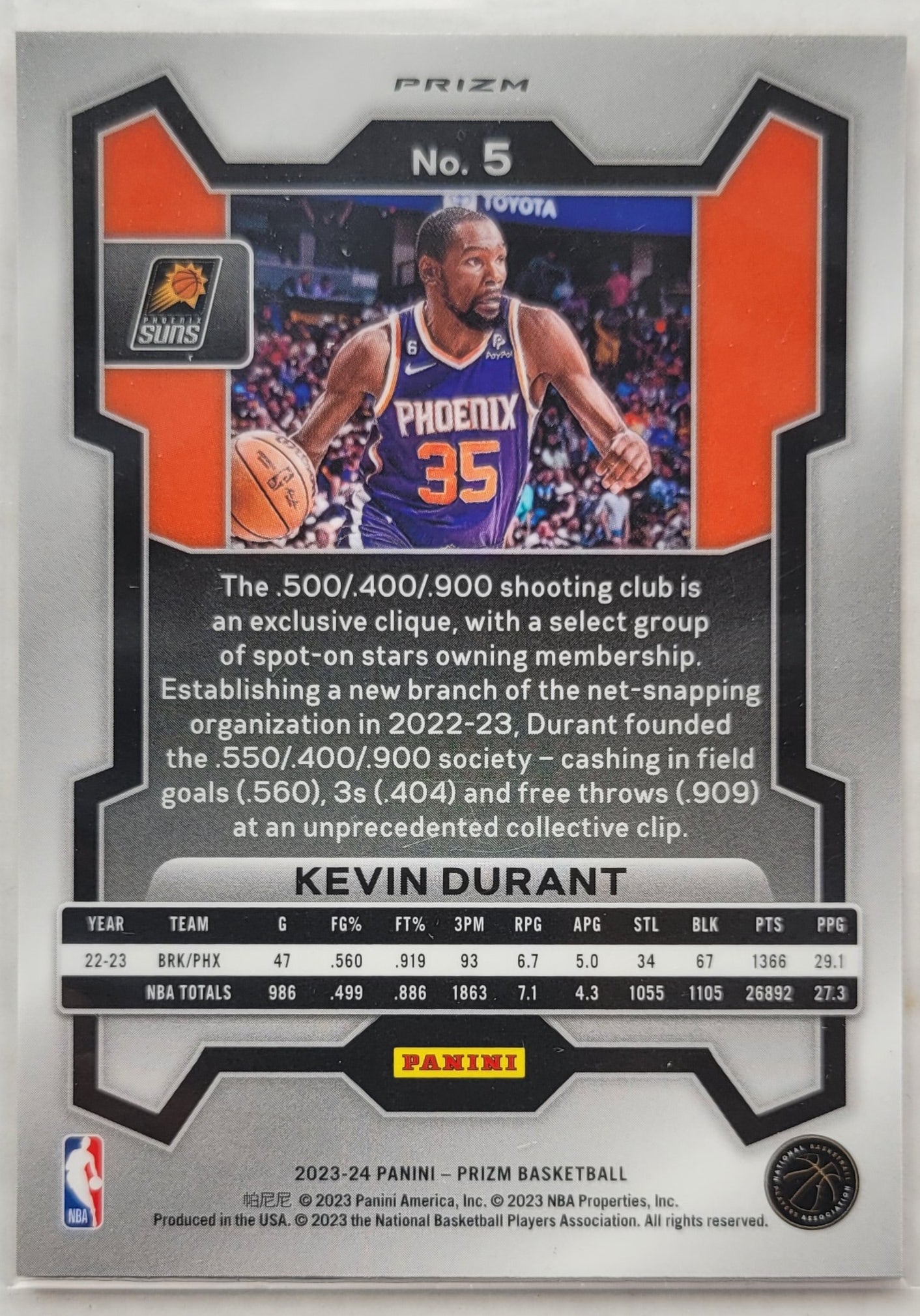 Kevin Durant - 2023-24 Panini Prizm Prizms Red Cracked Ice #5