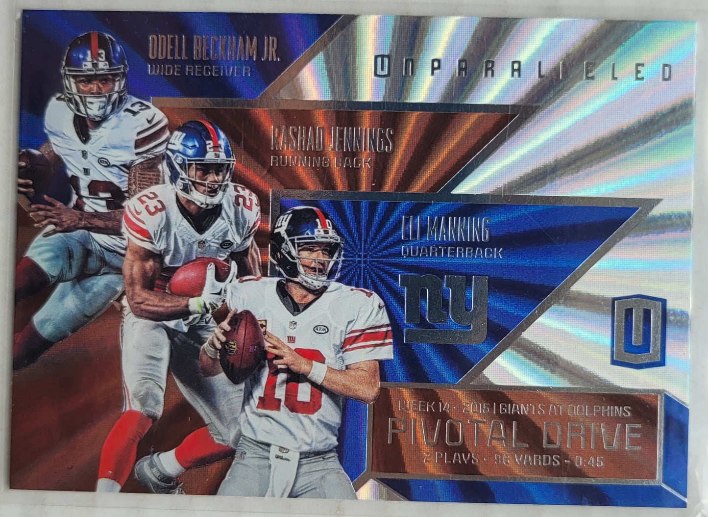 Eli Manning / Odell Beckham Jr. / Rashad Jennings - 2016 Panini Unparalleled Pivotal Drive #PD21