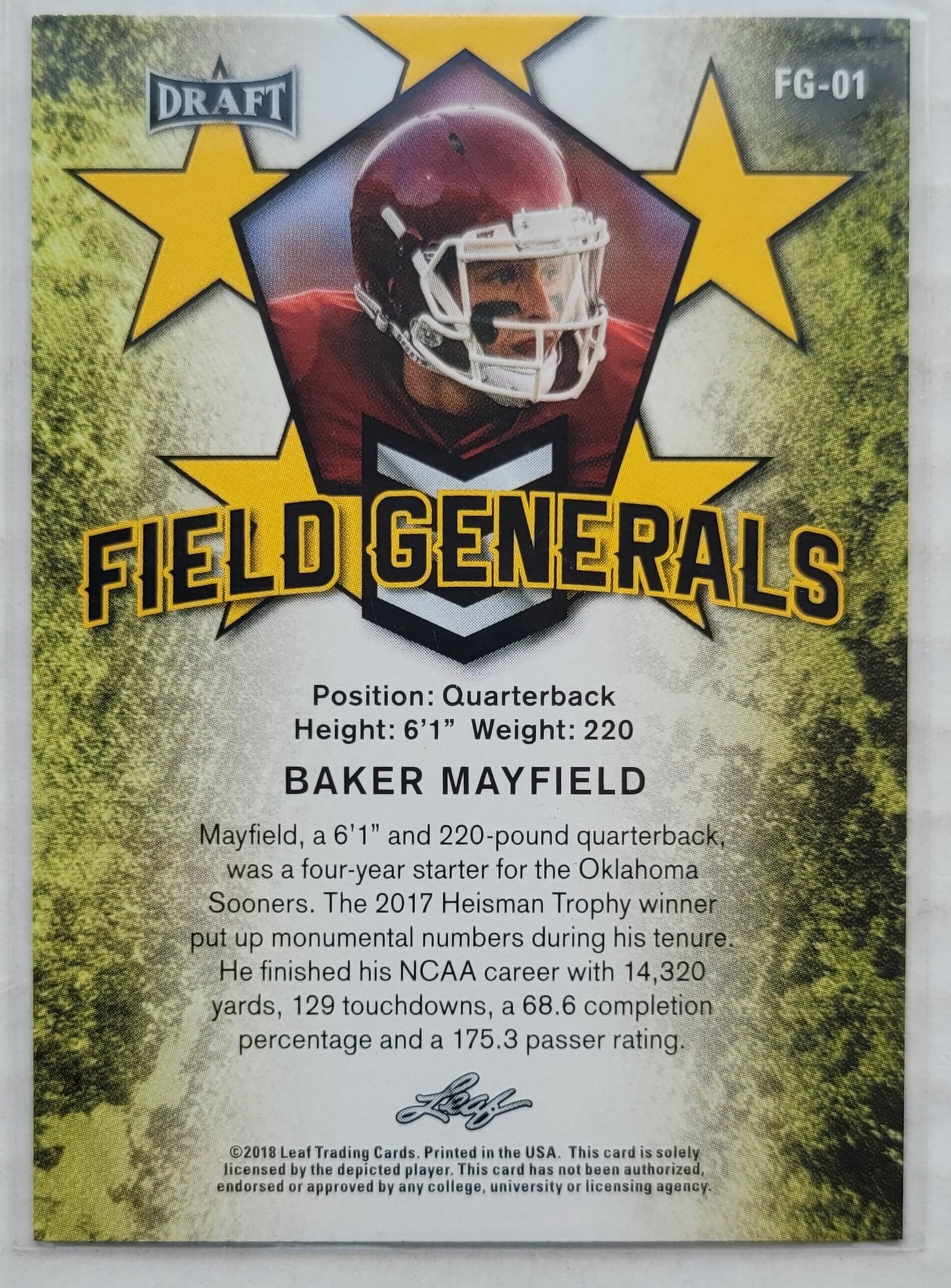 Baker Mayfield - 2018 Leaf Draft Field Generals #FG01