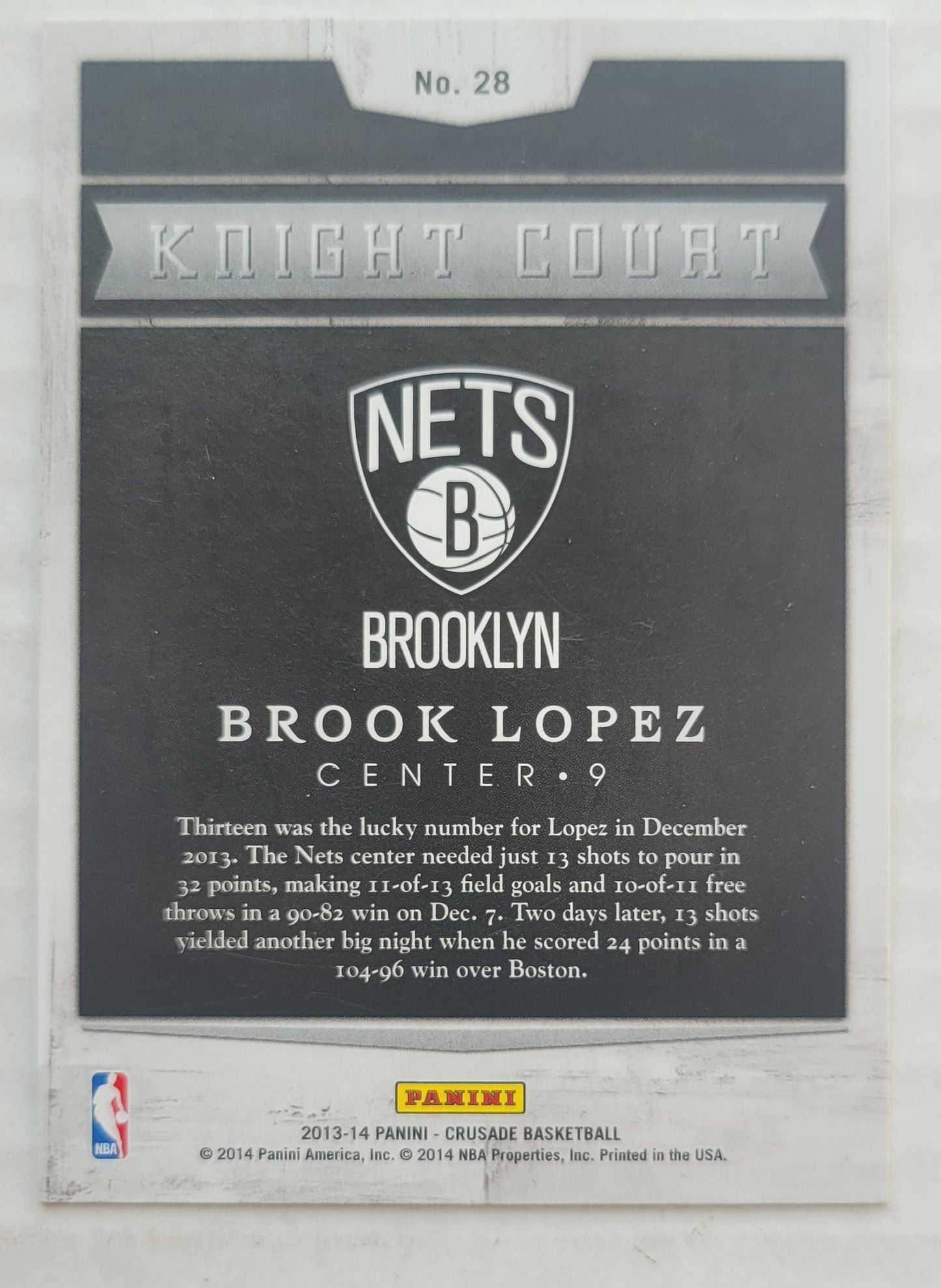 Brook Lopez - 2013-14 Panini Crusade Knight Court #28