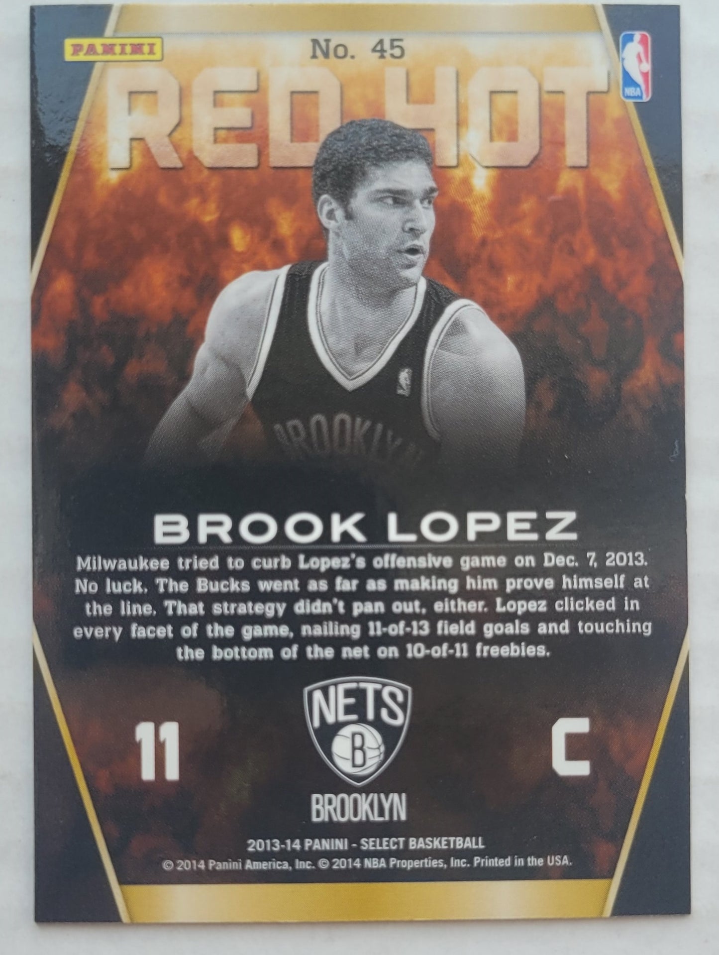Brook Lopez - 2013-14 Select Red Hot #45