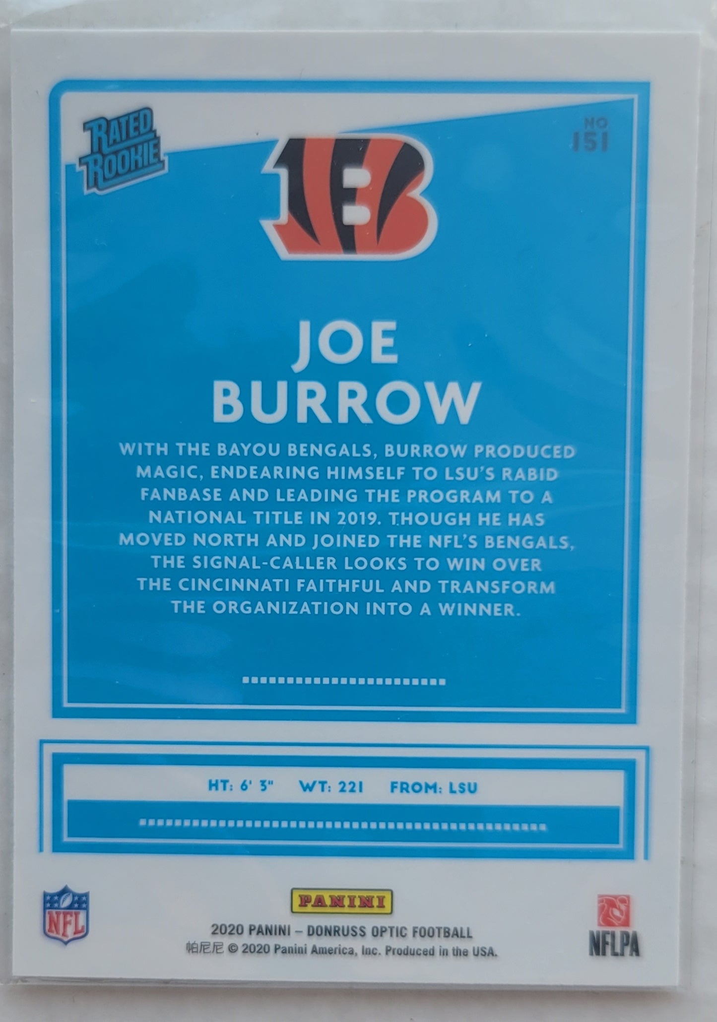 Joe Burrow - 2020 Donruss Optic #151 RR RC