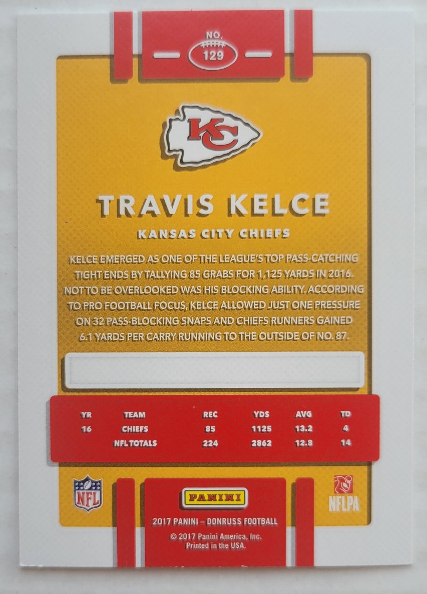 Travis Kelce - 2017 Donruss #129