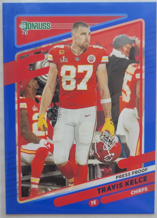 Travis Kelce - 2021 Donruss Press Proof Blue #118B VAR
