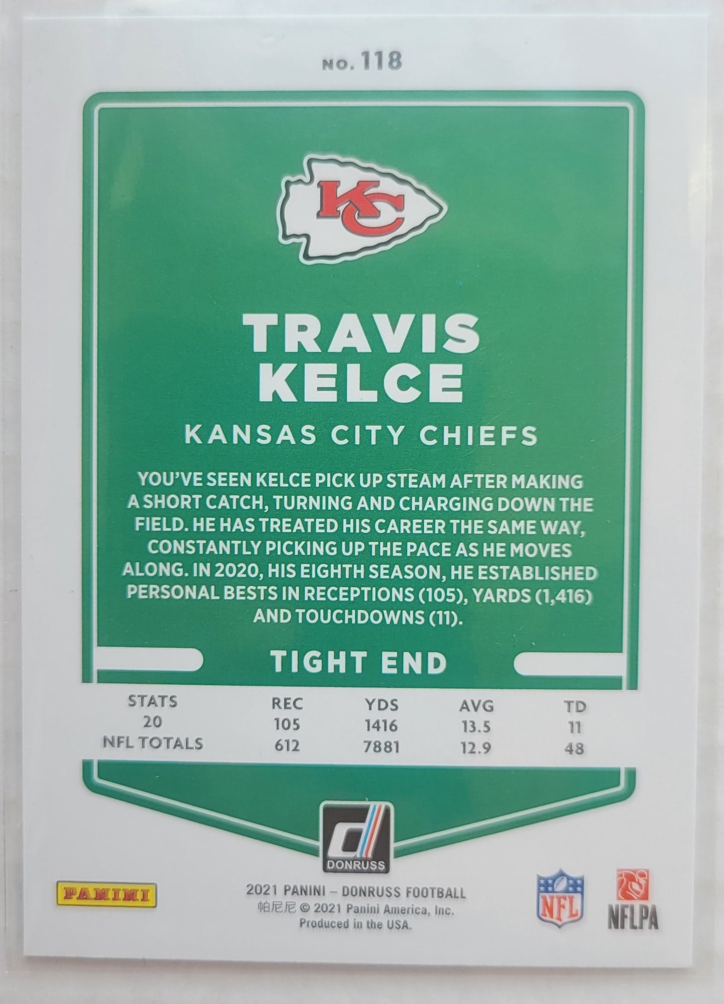 Travis Kelce - 2021 Donruss Press Proof Blue #118B VAR