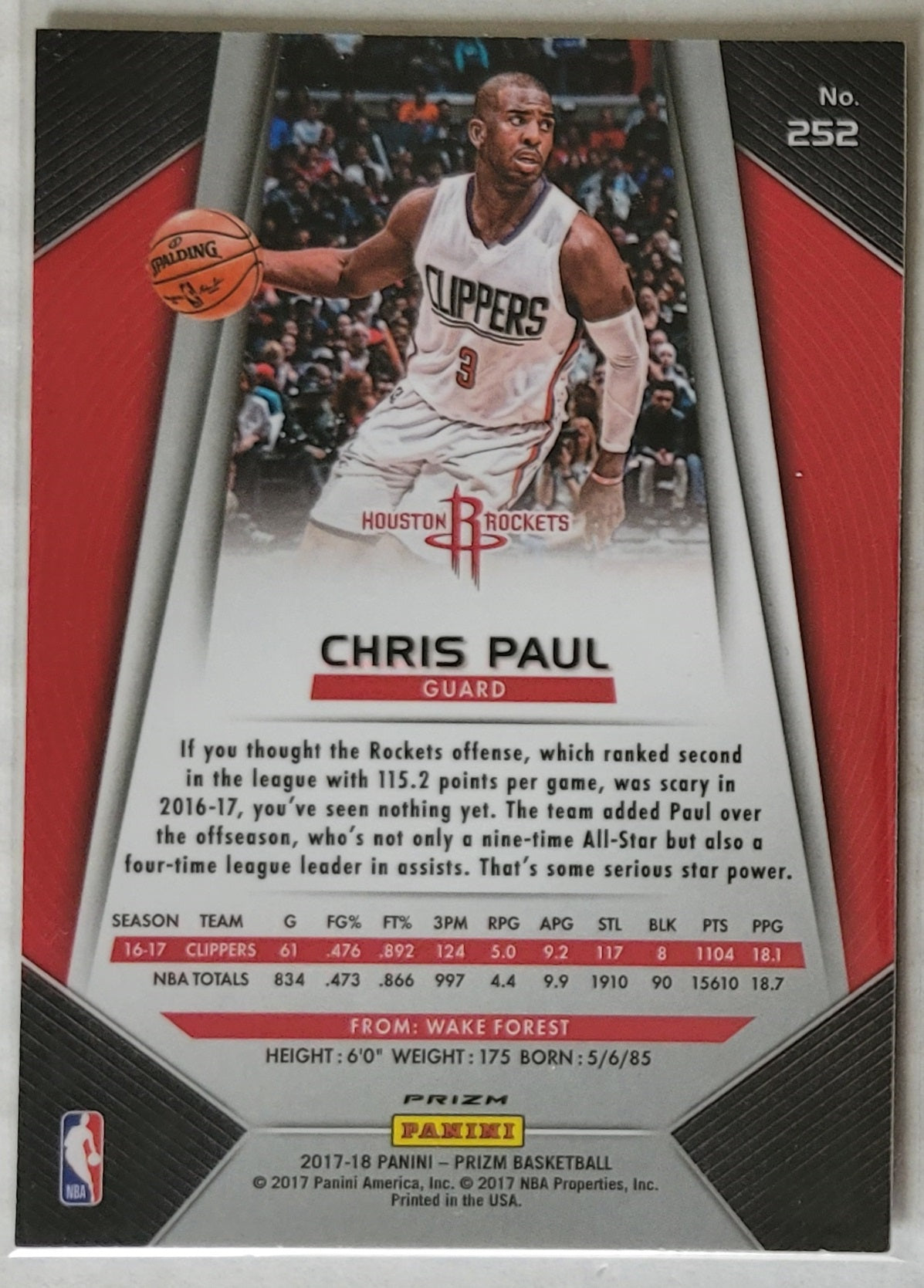 Chris Paul - 2017-18 Panini Prizm Prizms Green #252