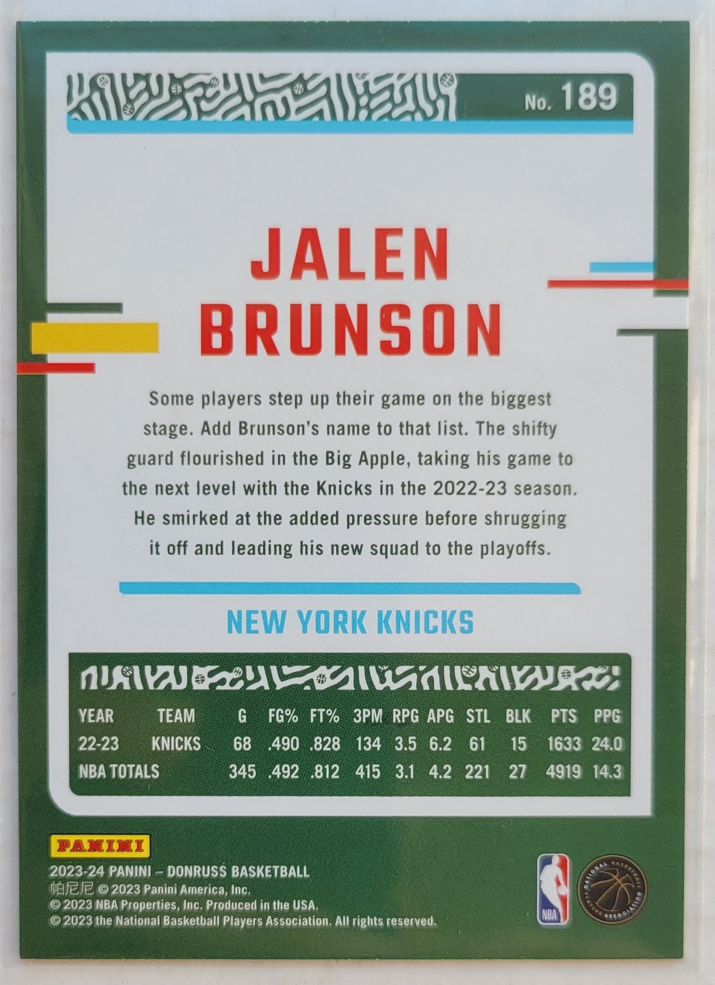 Jalen Brunson - 2023-24 Donruss Yellow Flood #189
