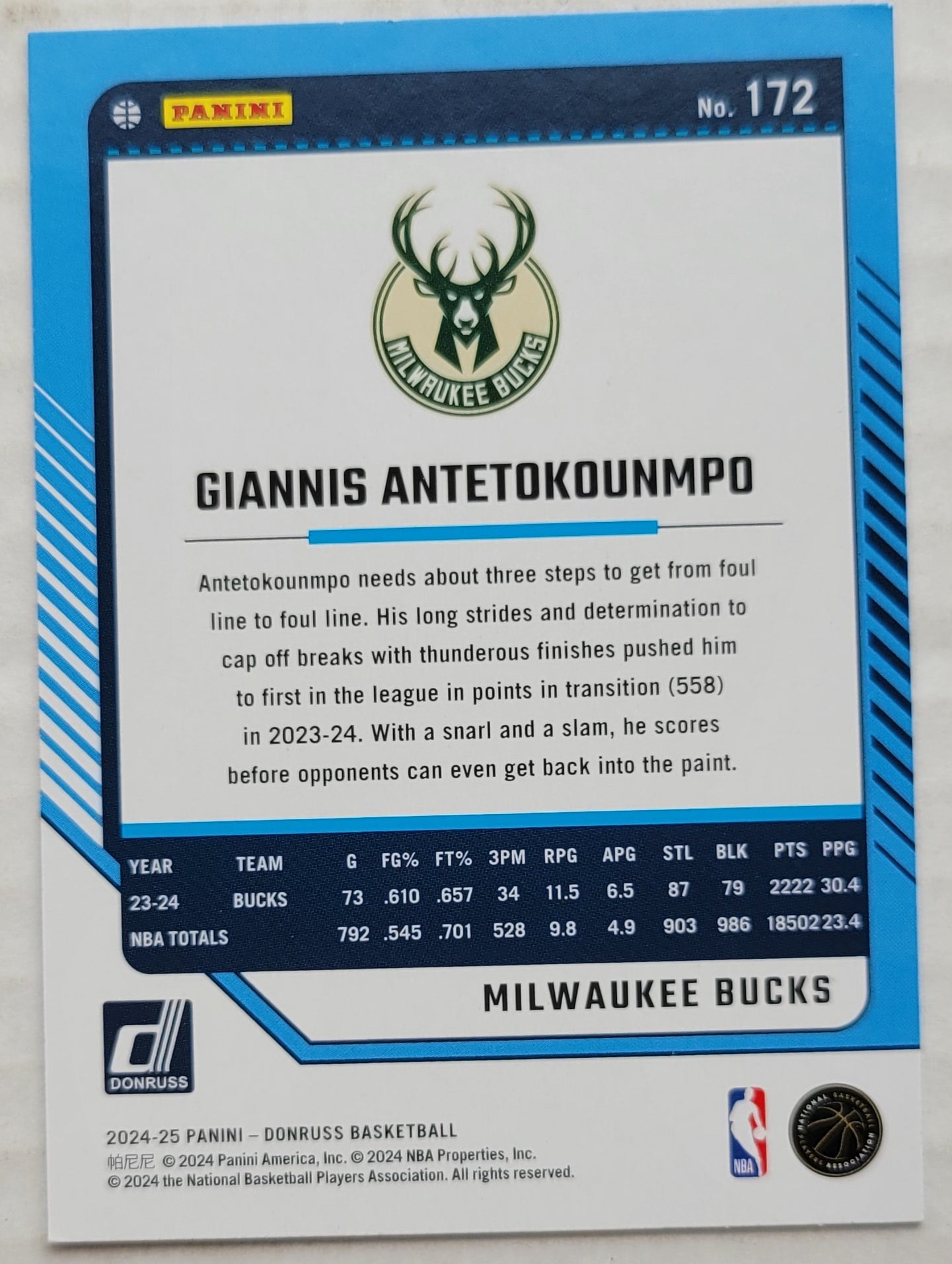 Giannis Antetokounmpo - 2024-25 Donruss #172