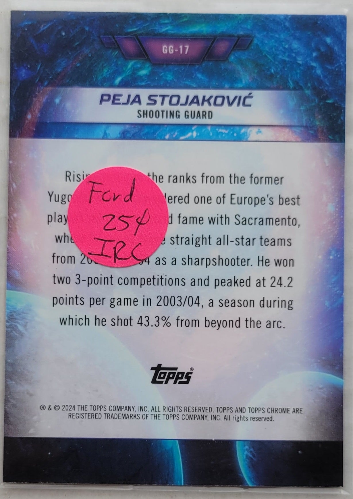 Peja Stojakovic - 2023-24 Topps Cosmic Chrome Galaxy Greats #GG17