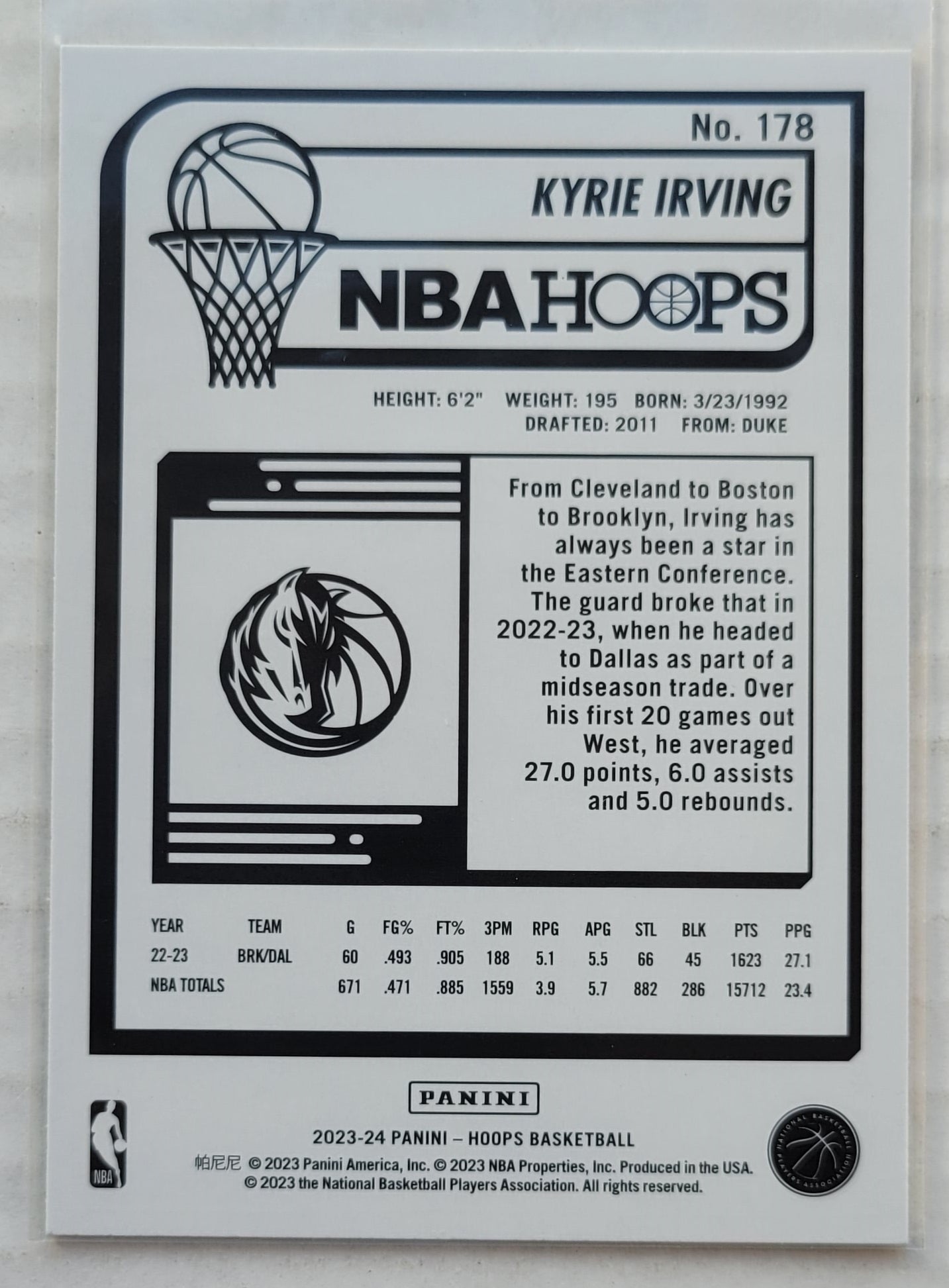 Kyrie Irving - 2023-24 Hoops Yellow #178