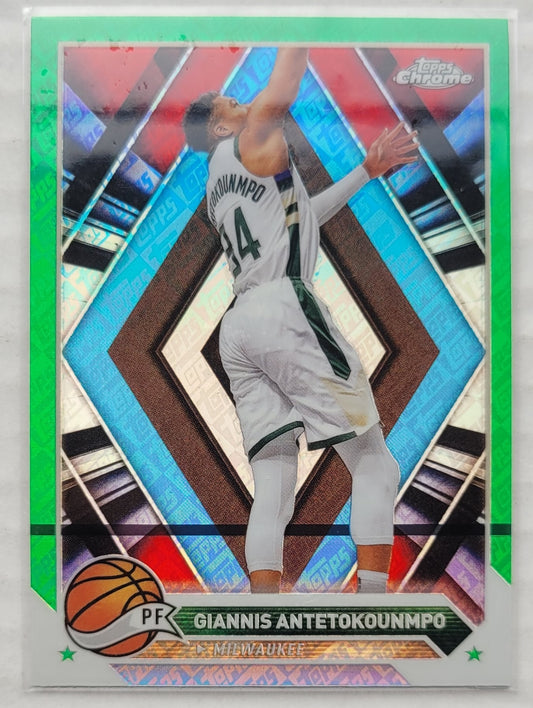 Giannis Antetokounmpo - 2023-24 Topps Chrome Green Topps Refractors #15