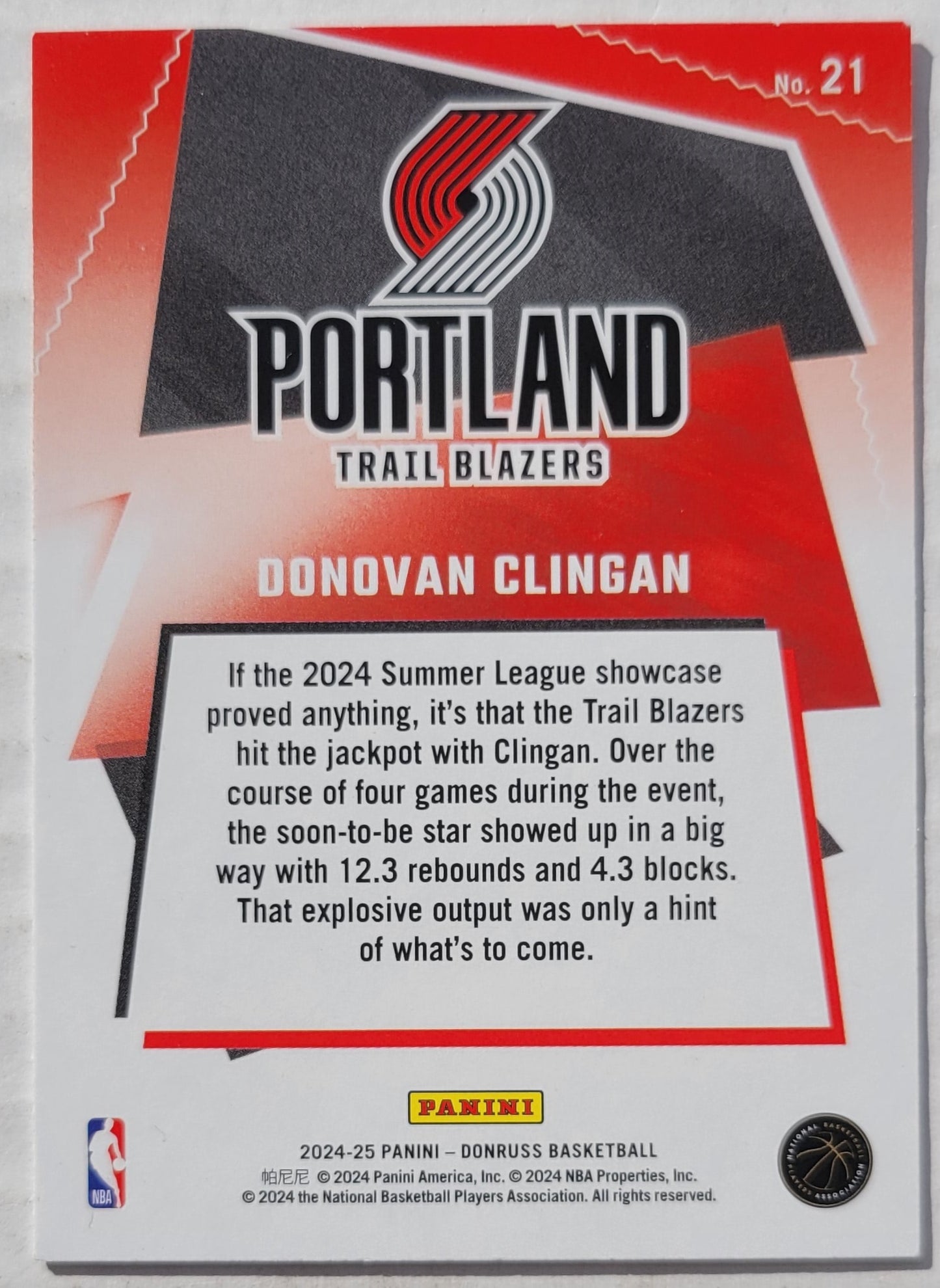 Donovan Clingan - 2024-25 Donruss Great X-Pectations #21