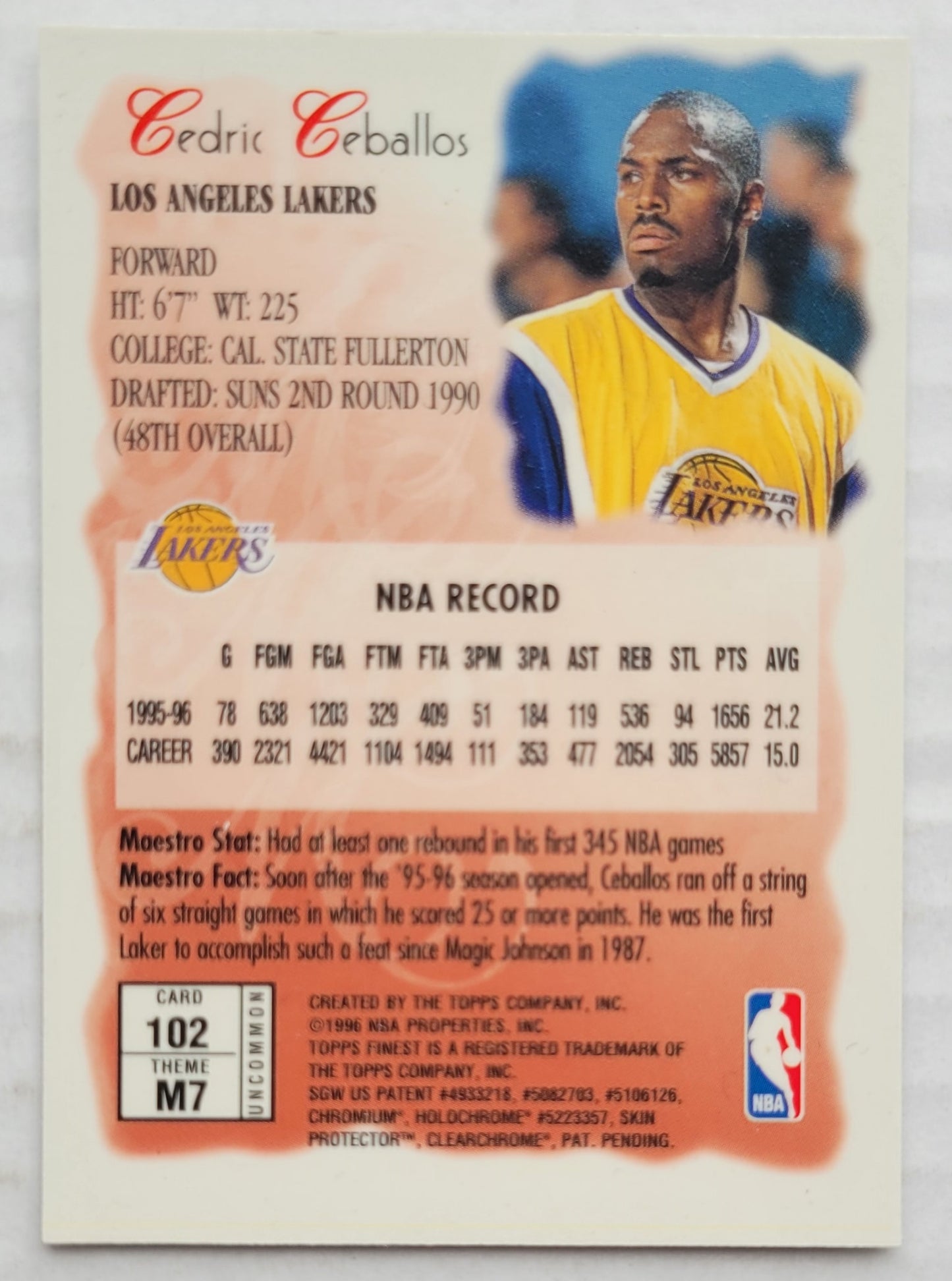 Cedric Ceballos - 1996-97 Finest #102 S