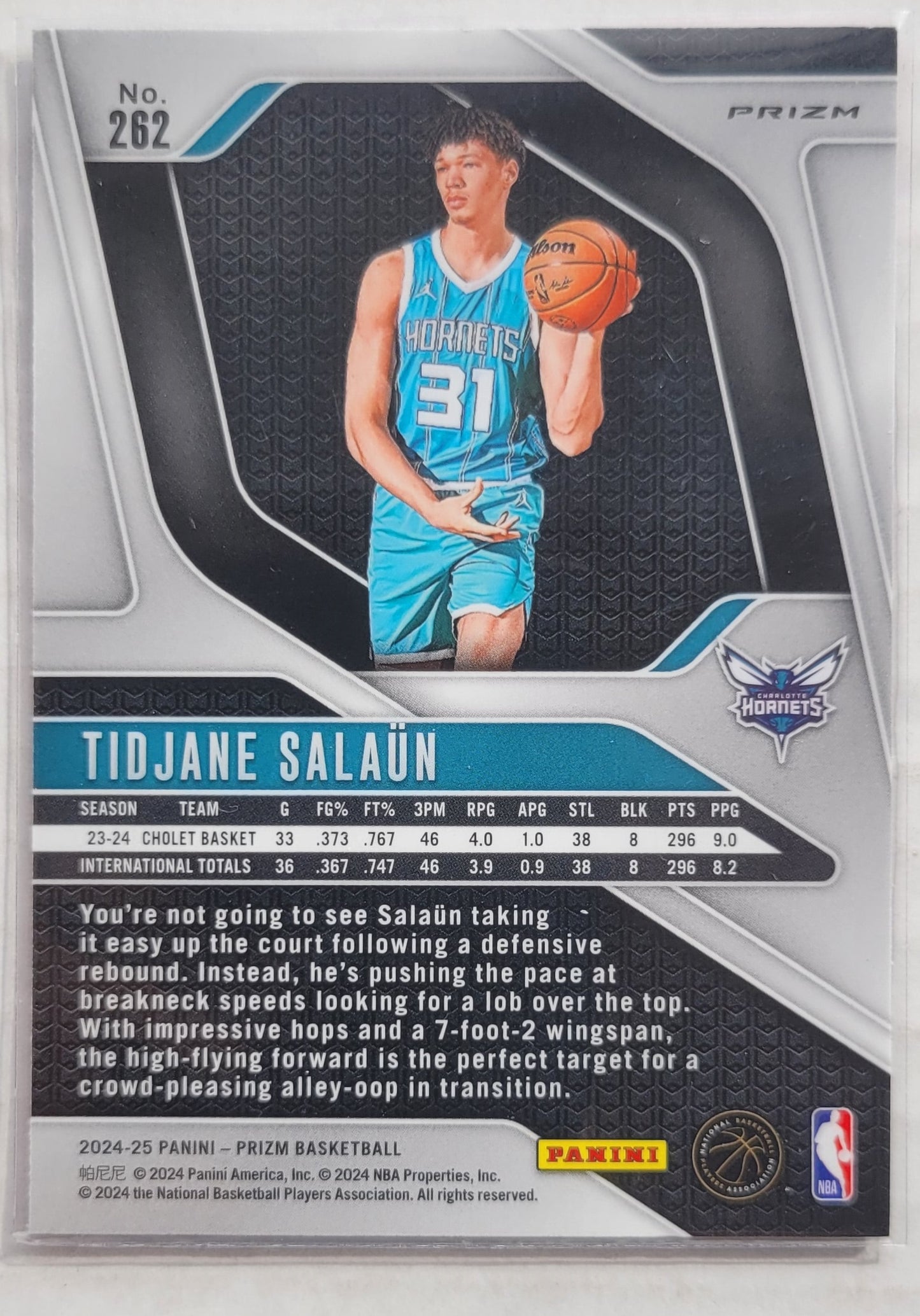 Tidjane Salaun - 2024-25 Panini Prizm Prizms Pink Ice #262 RC