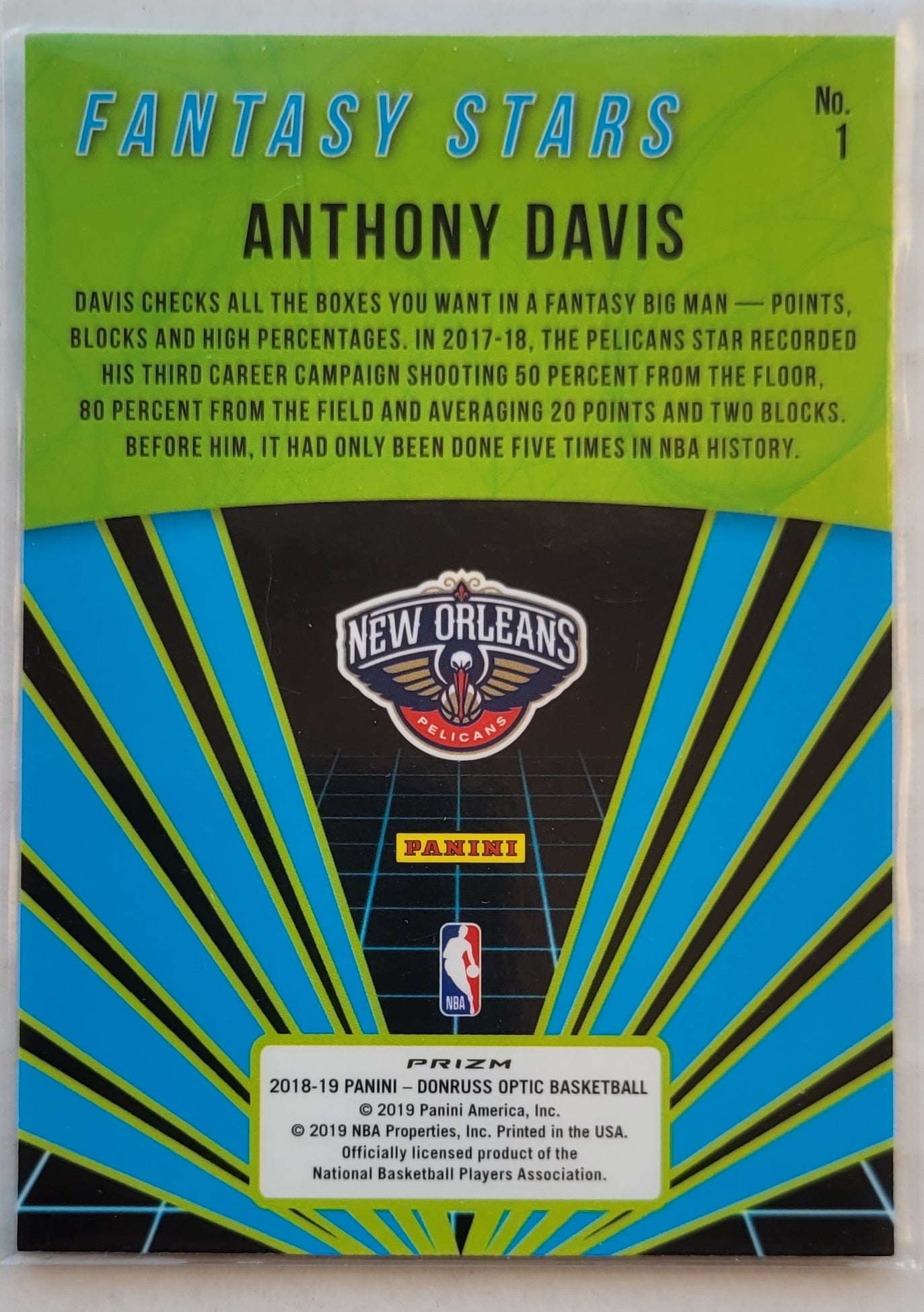 Anthony Davis - 2018-19 Donruss Optic Fantasy Stars Holo #1
