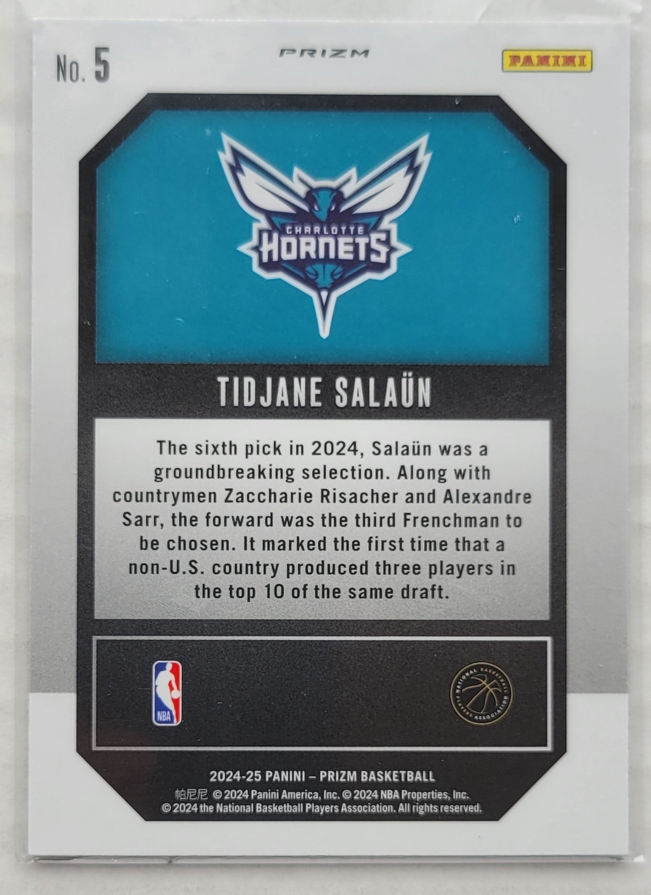 Tidjane Salaun - 2024-25 Panini Prizm Emergent Prizms Silver #5