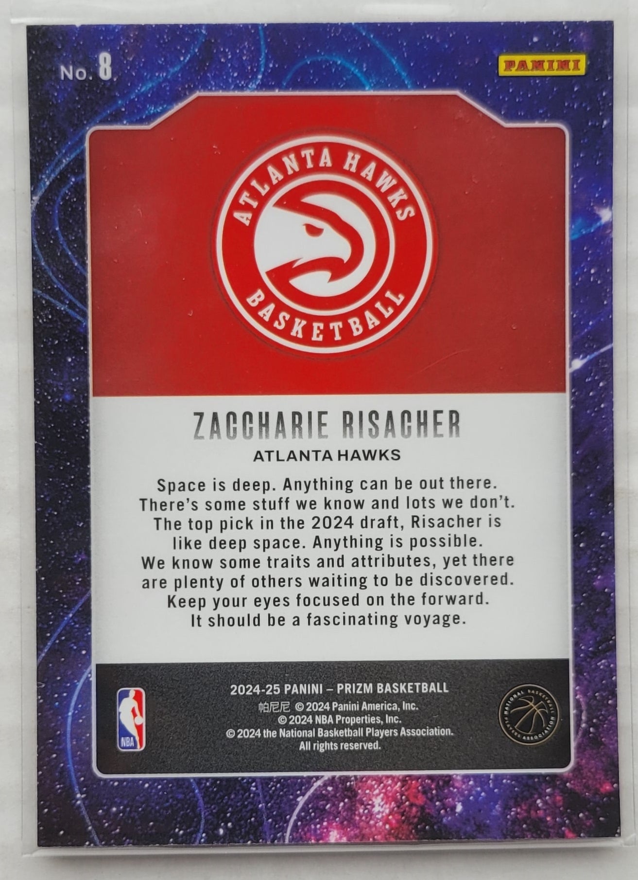 Zaccharie Risacher - 2024-25 Panini Prizm Deep Space #8