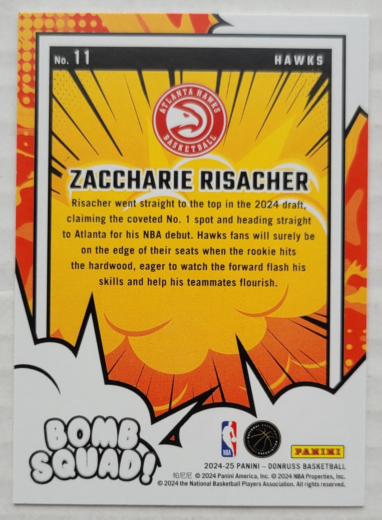 Zaccharie Risacher - 2024-25 Donruss Bomb Squad #11