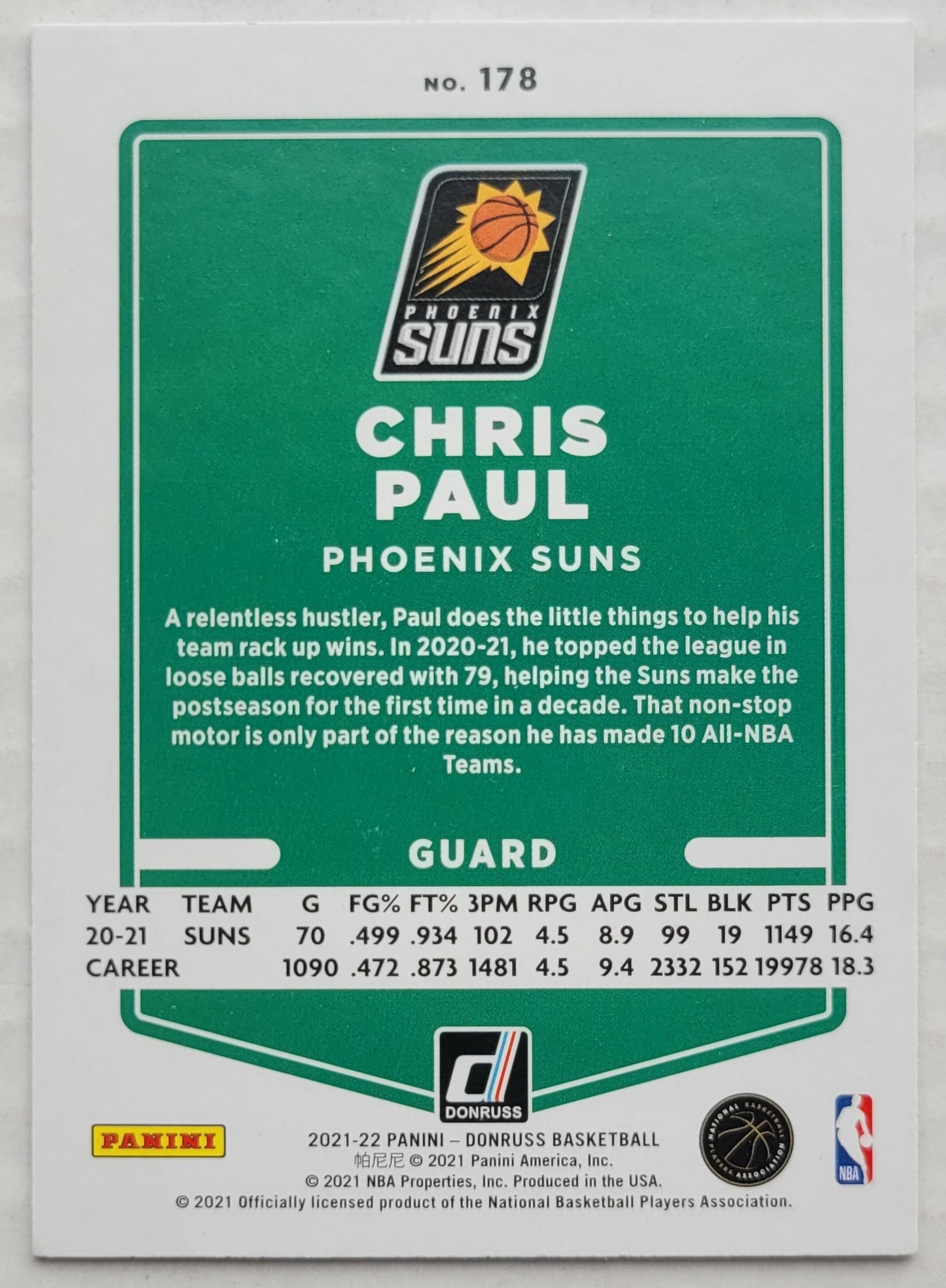 Chris Paul - 2021-22 Donruss Holo Green and Yellow Laser #178