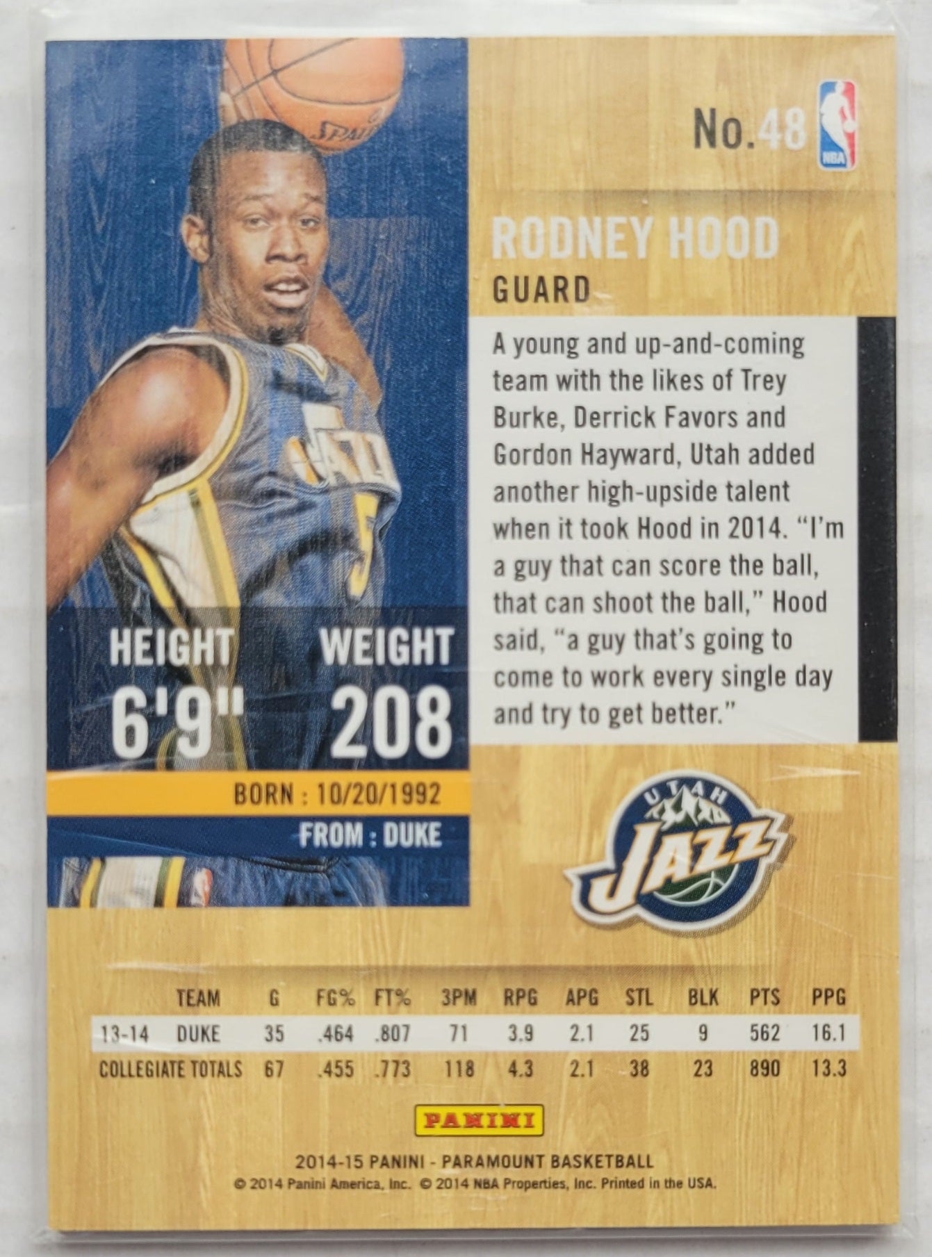 Rodney Hood - 2014-15 Paramount #48 RC