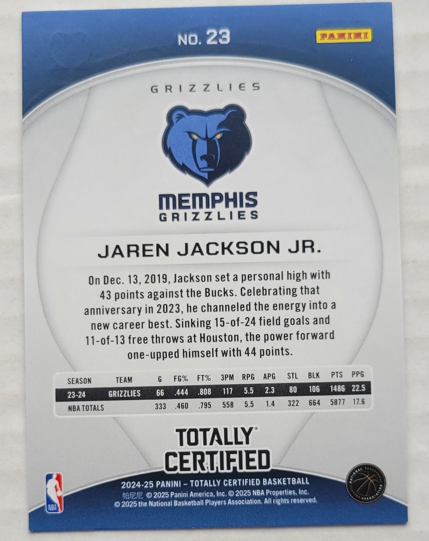 Jaren Jackson Jr. - 2024-25 Totally Certified Mirror #23