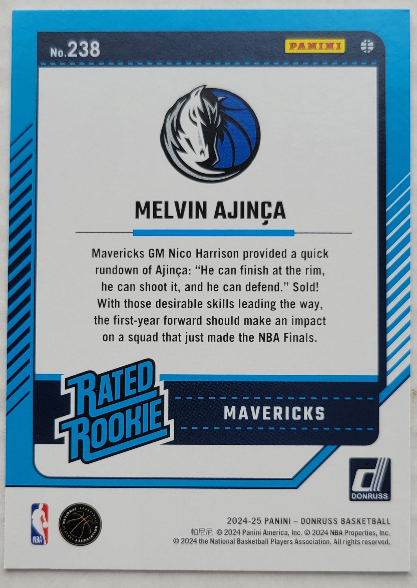 Melvin Ajinca - 2024-25 Donruss #238 RR RC