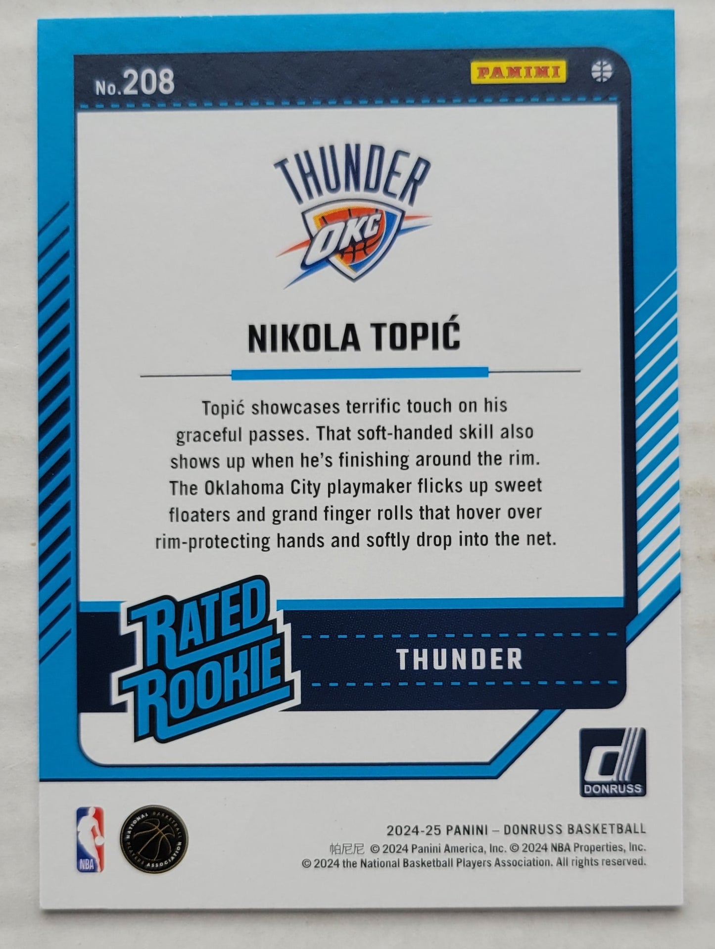 Nikola Topic - 2024-25 Donruss #208 RR RC