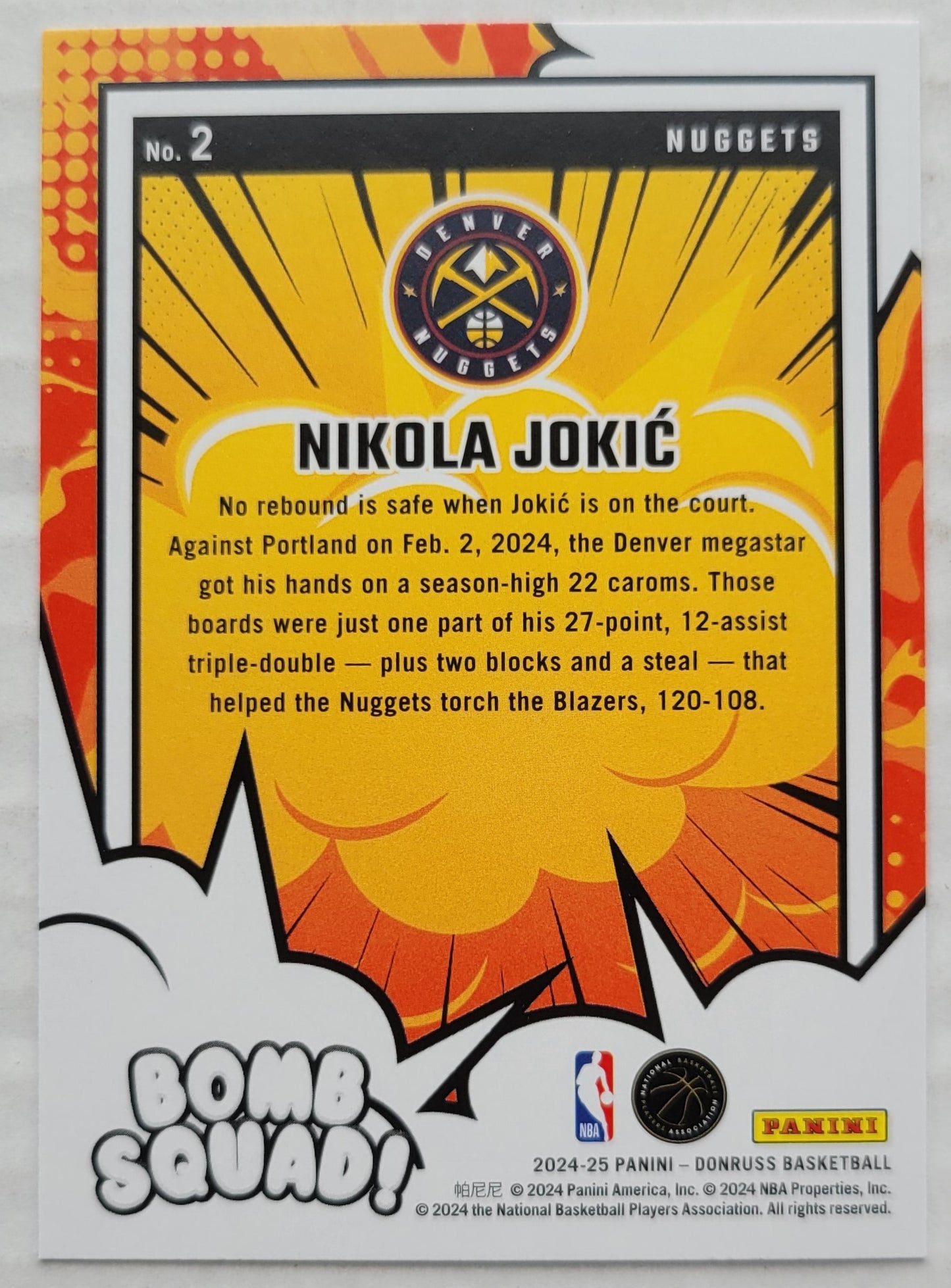 Nikola Jokic - 2024-25 Donruss Bomb Squad #2