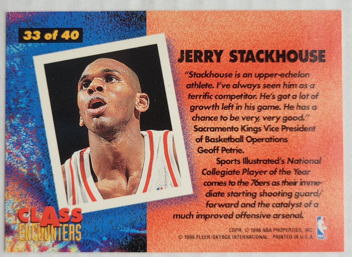 Jerry Stackhouse - 1995-96 Fleer Class Encounters #33