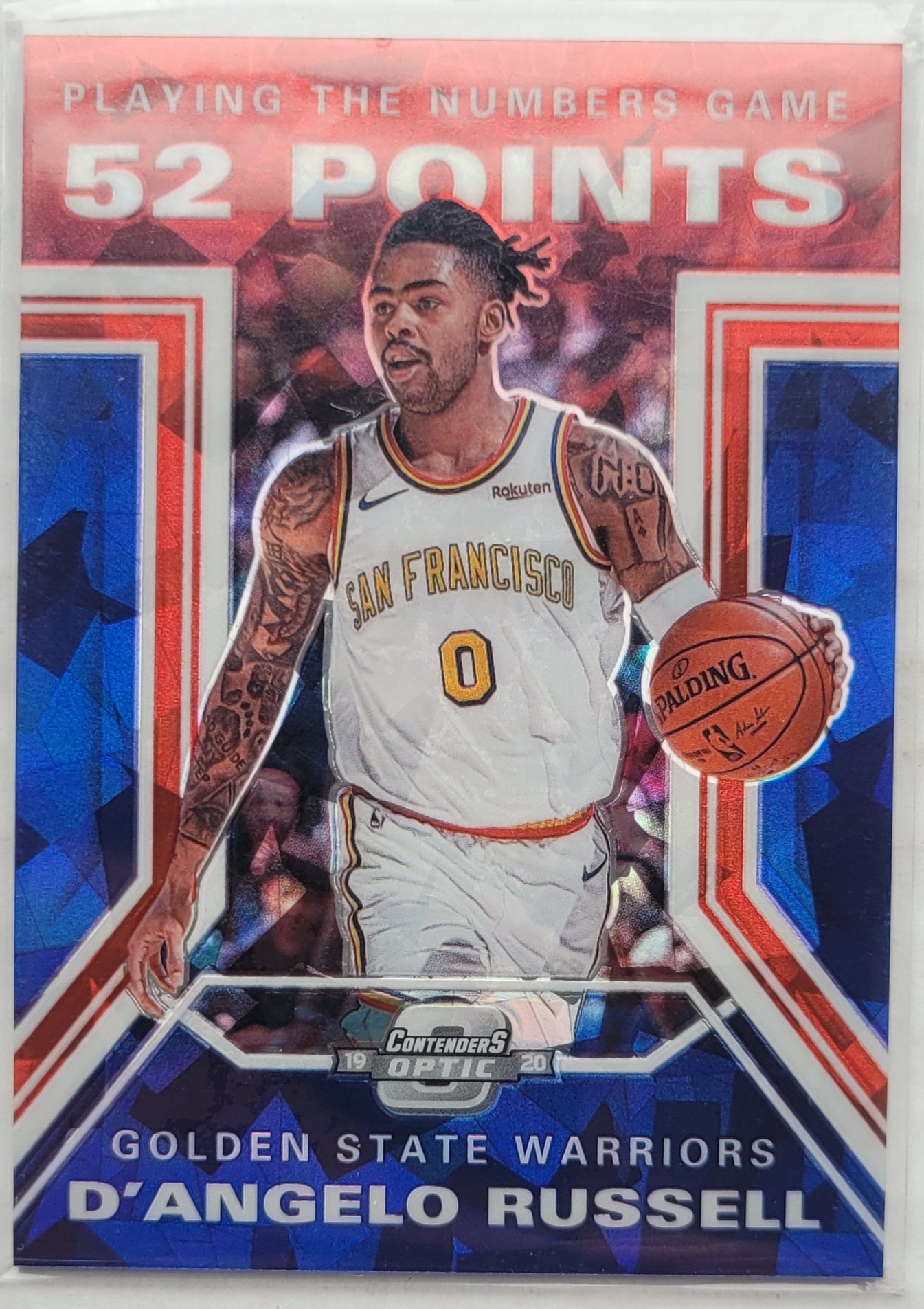 D'Angelo Russell - 2019-20 Panini Contenders Optic Playing the Numbers Game Blue Cracked Ice #4