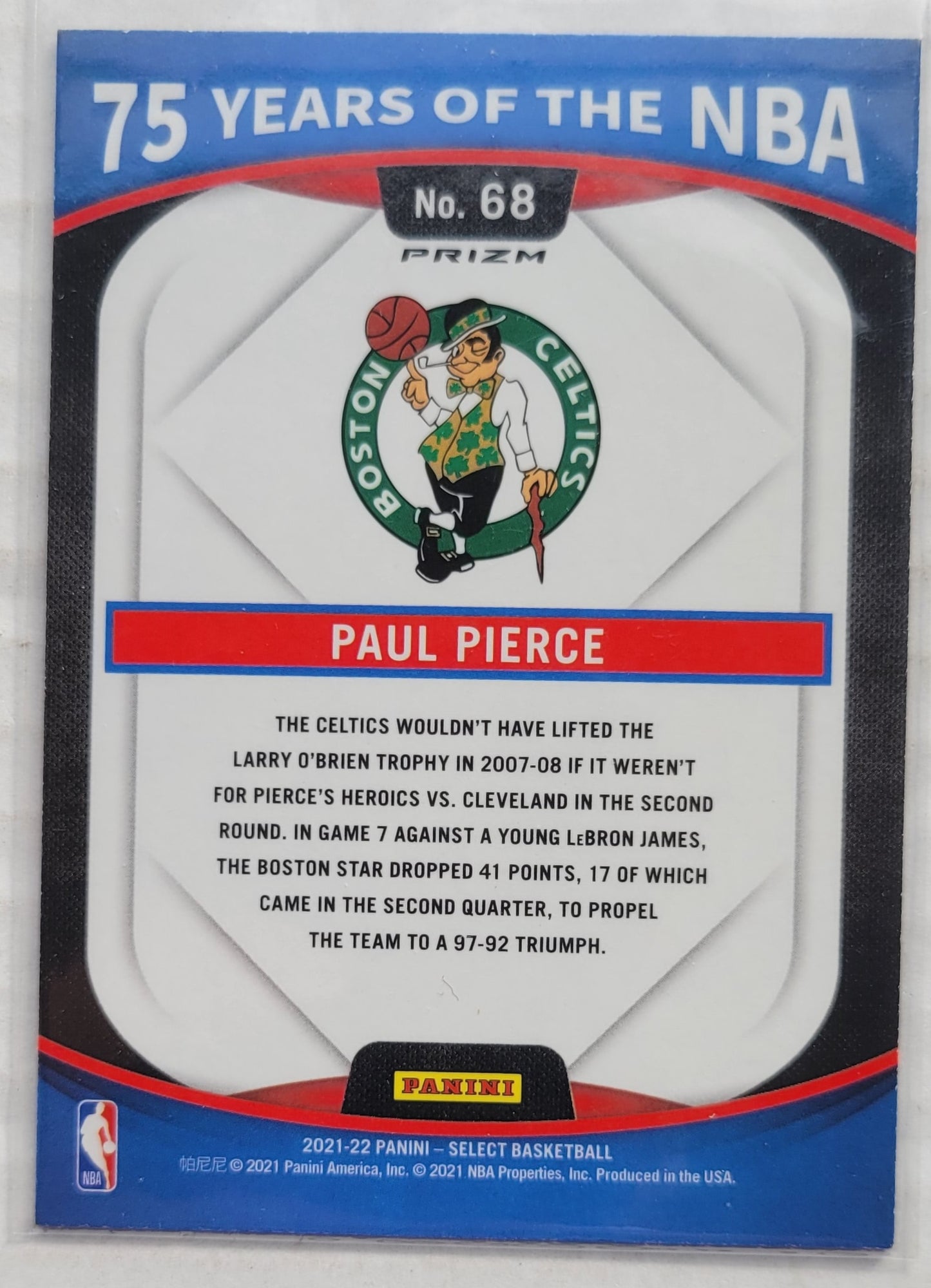 Paul Pierce - 2021-22 Panini 75 Years of the NBA Prizms Silver #68 Select