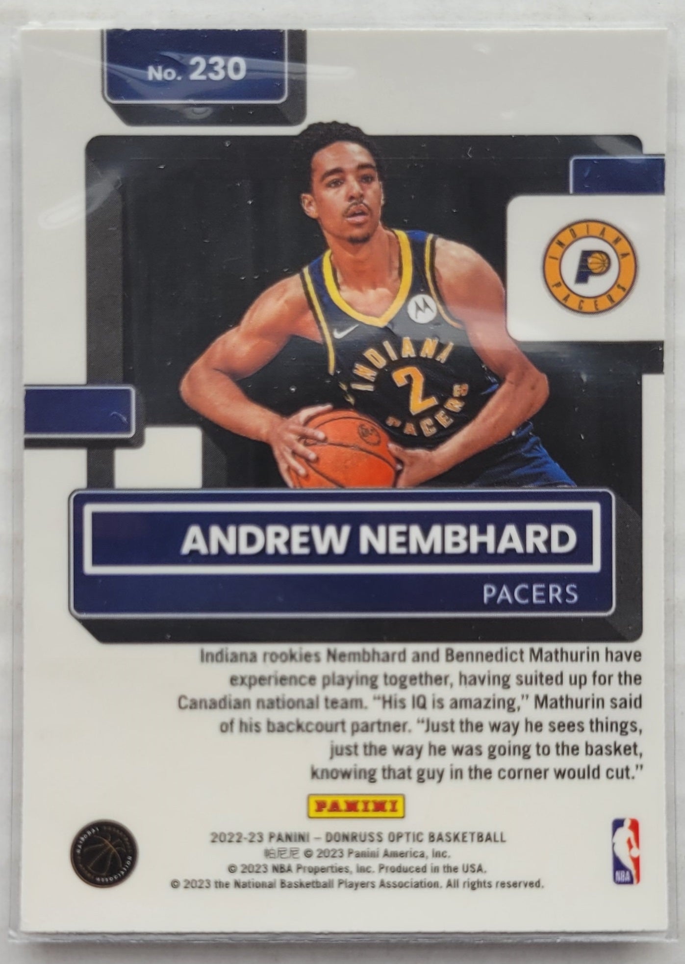 Andrew Nembhard - 2022-23 Donruss Optic #230 RR RC