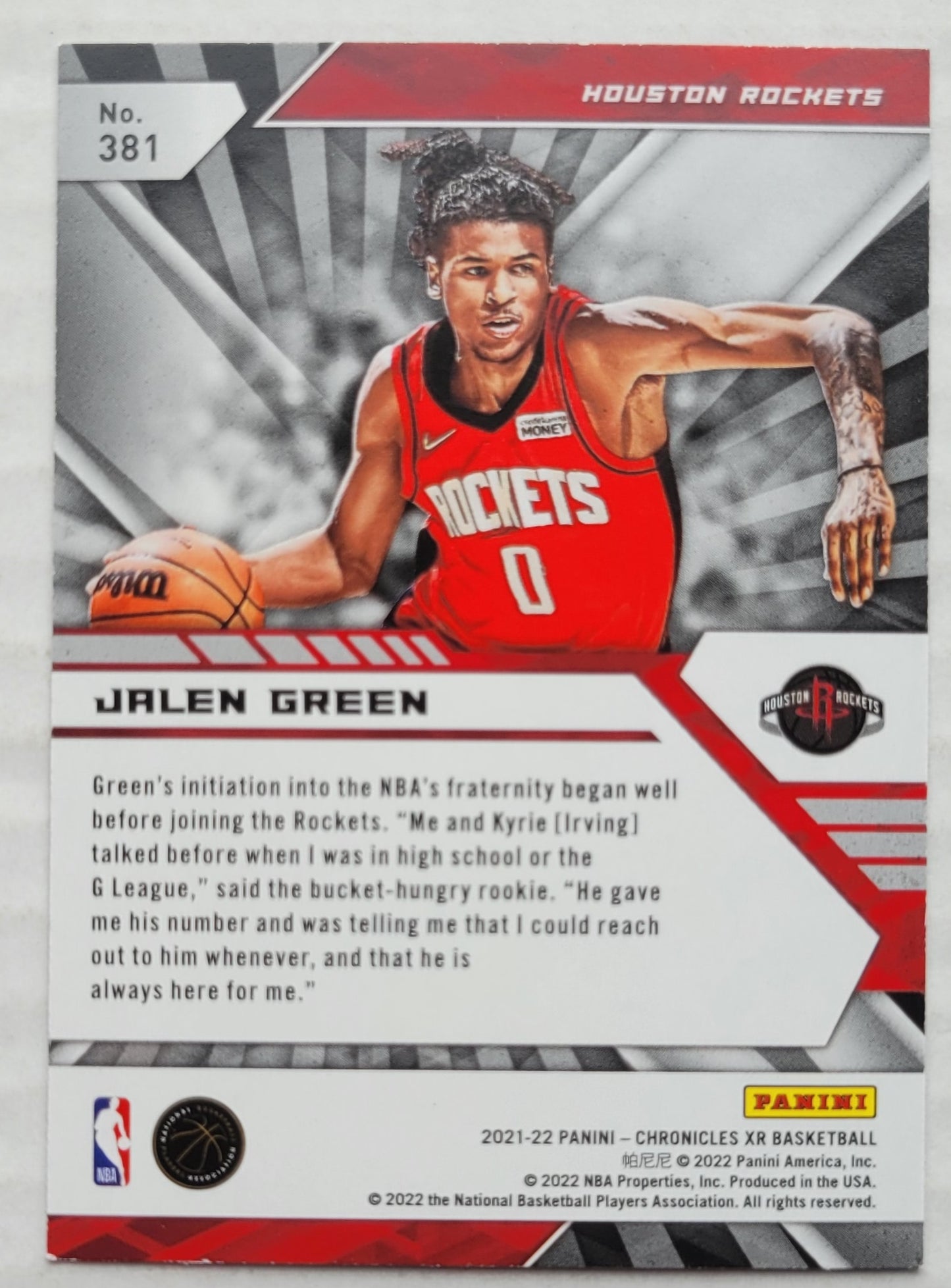 Jalen Green - 2021-22 Panini Chronicles #381 XR RC
