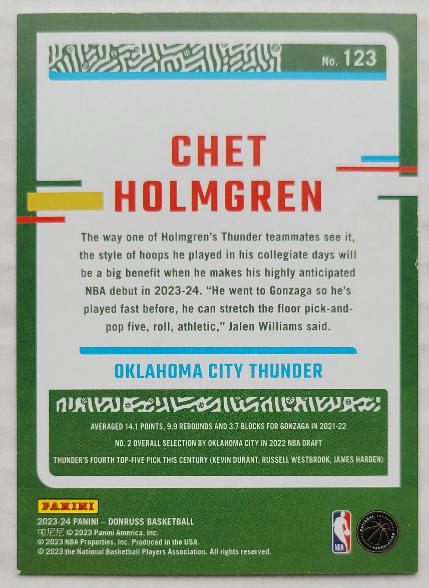 Chet Holmgren - 2023-24 Donruss Press Proof Silver #123