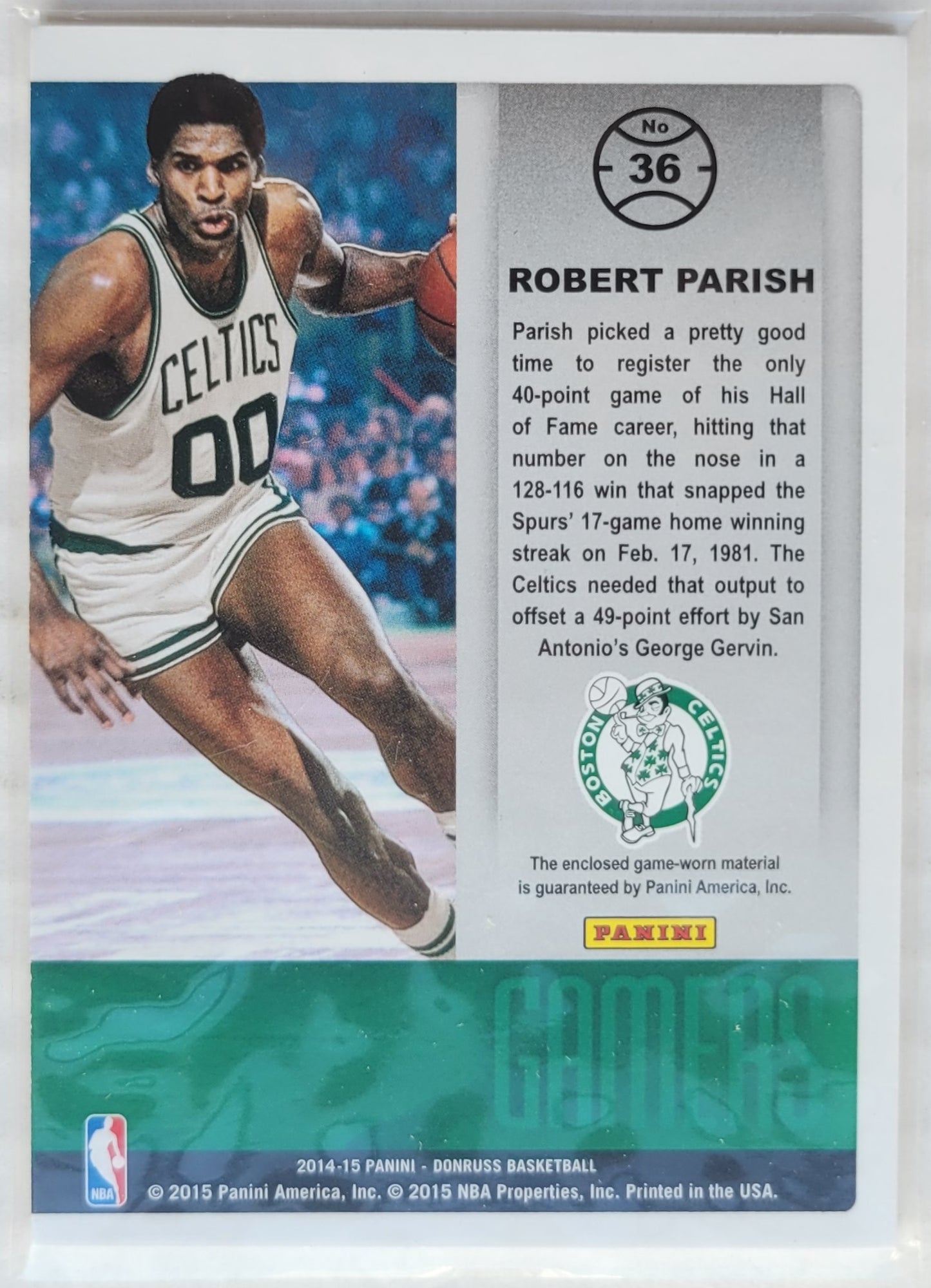 Robert Parish - 2014-15 Donruss Gamers Jerseys #36