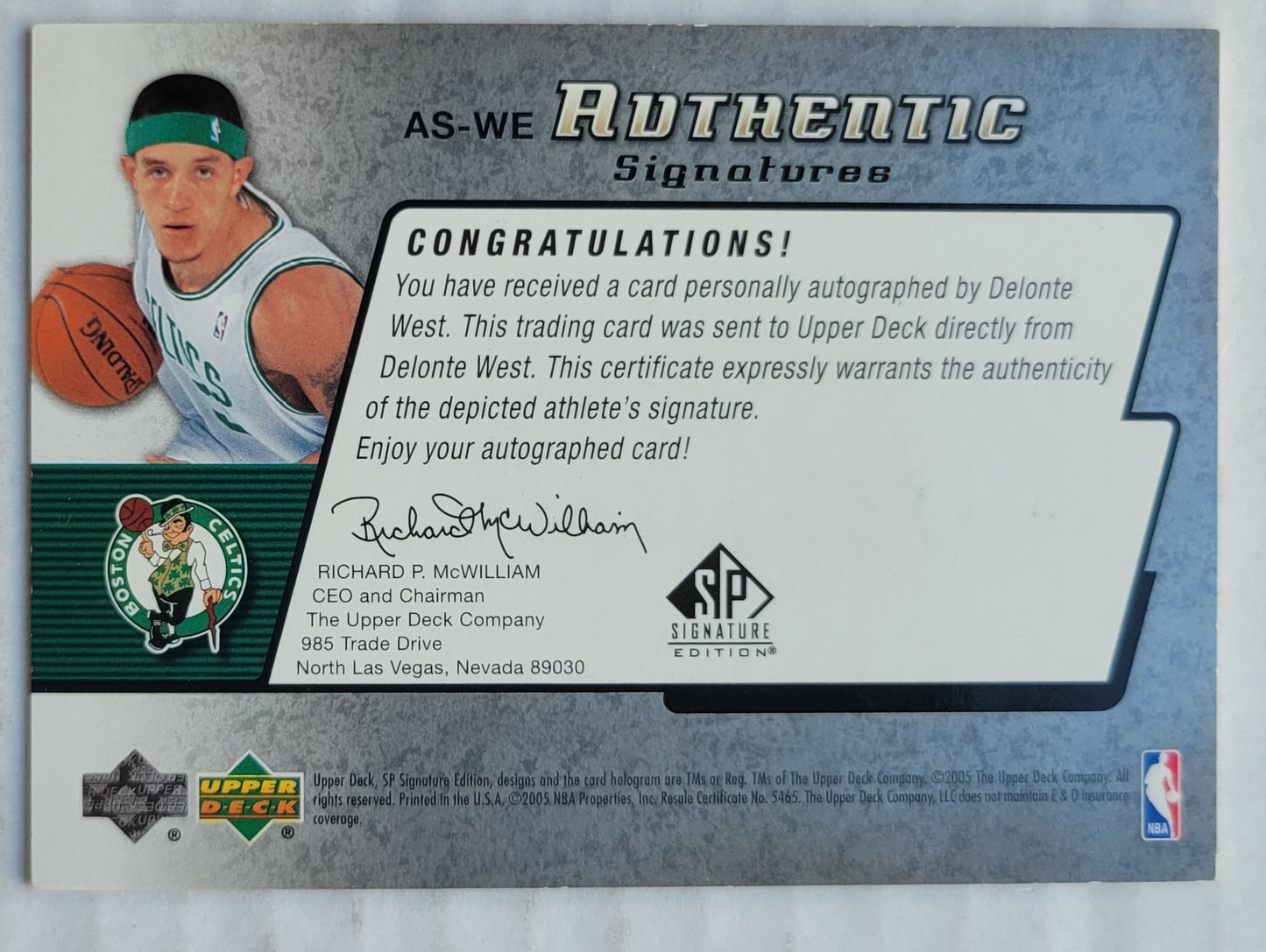 Delonte West - 2004-05 SP Signature Edition Signatures #WE