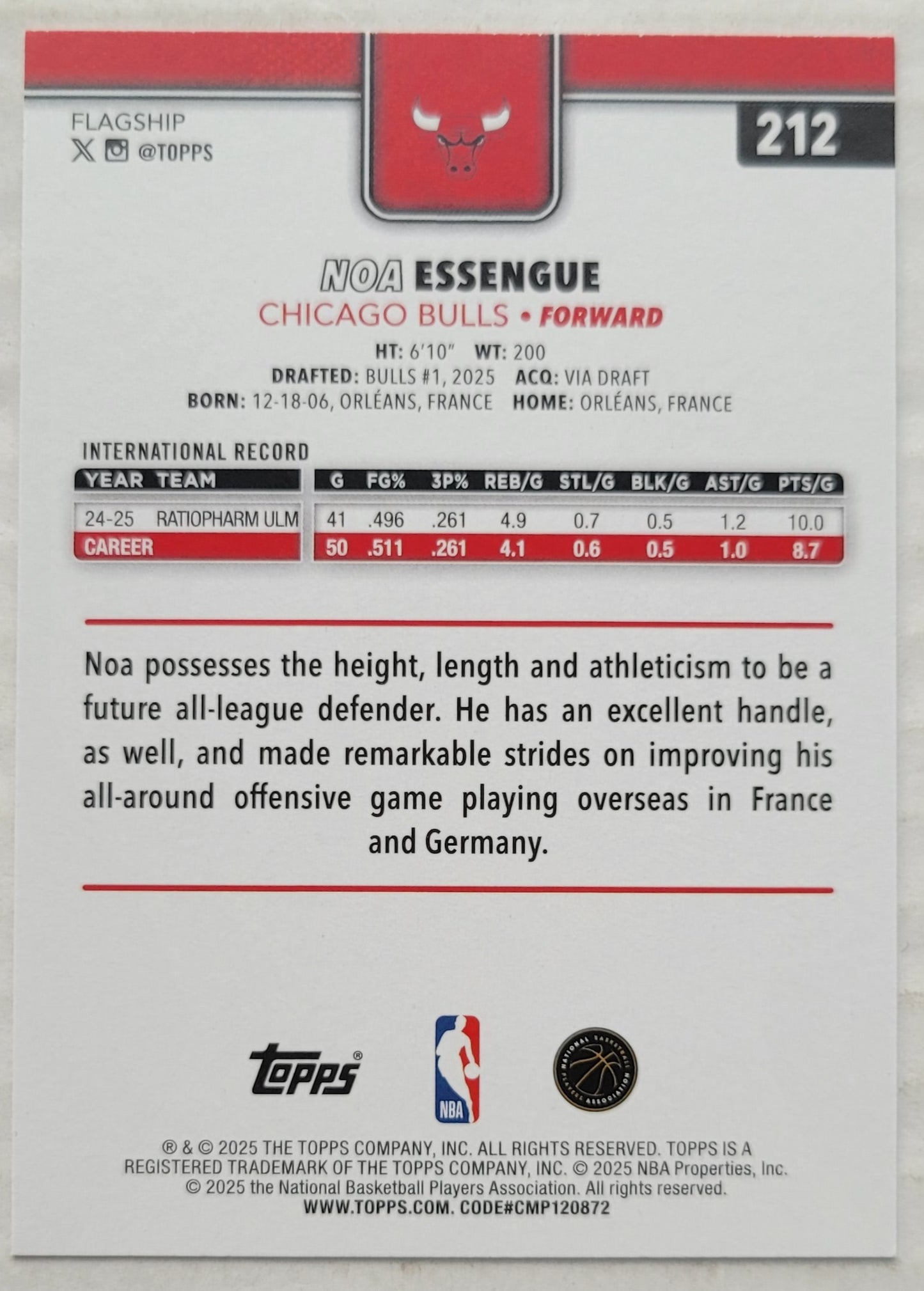 Noa Essengue - 2025-26 Topps #212 RC