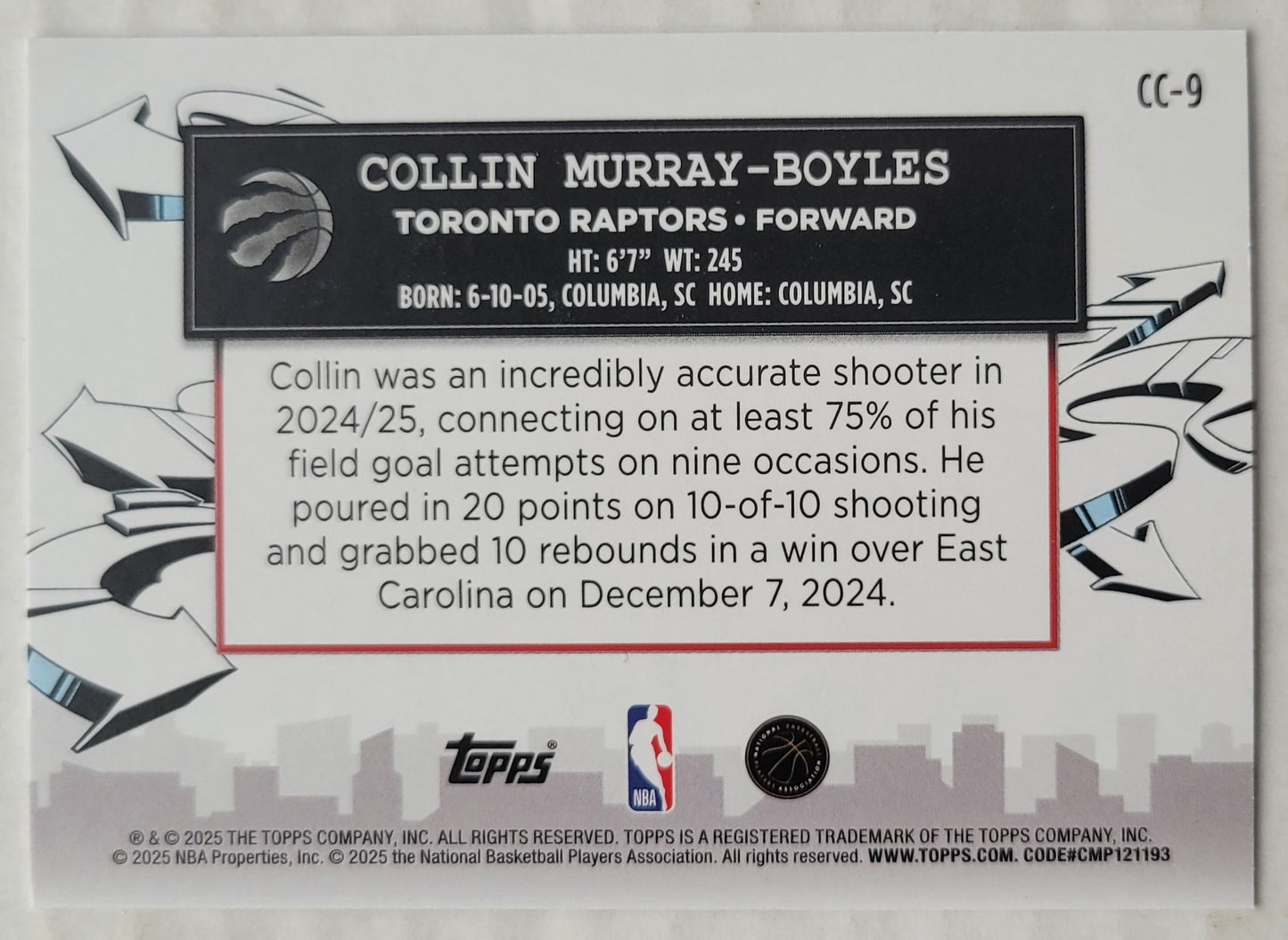 Collin Murray-Boyles - 2025-26 Topps Clutch City Prospects #CC9