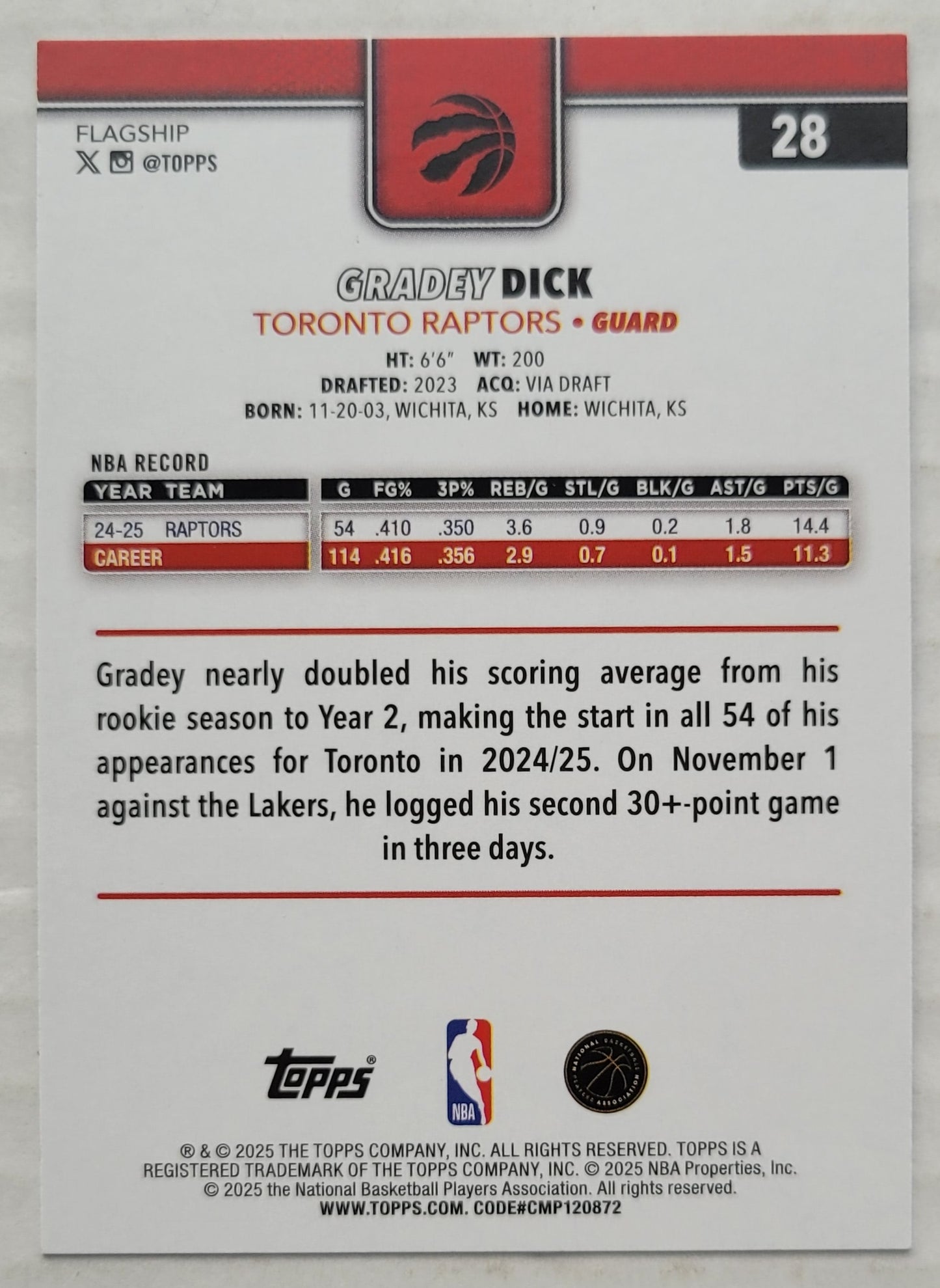 Gradey Dick - 2025-26 Topps Season Tip Off #28