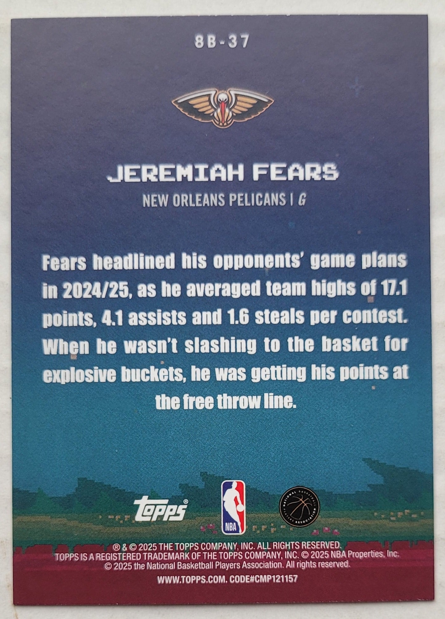 Jeremiah Fears - 2025-26 Topps 8-Bit Ballers #8B37