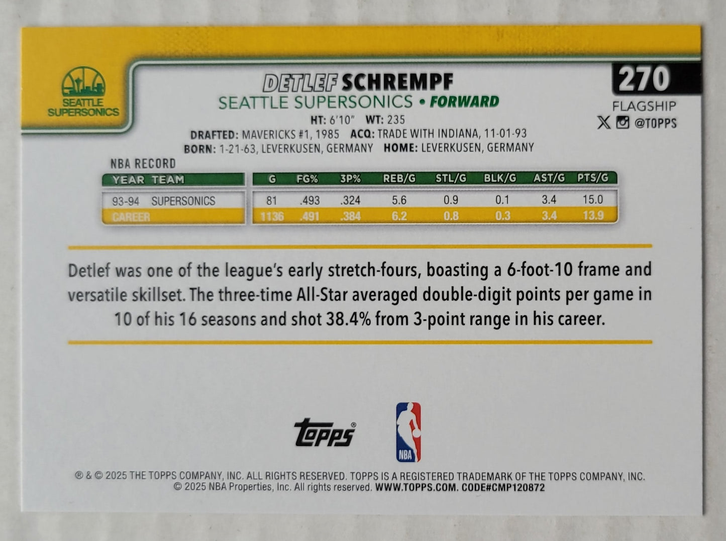 Detlef Schrempf - 2025-26 Topps #270