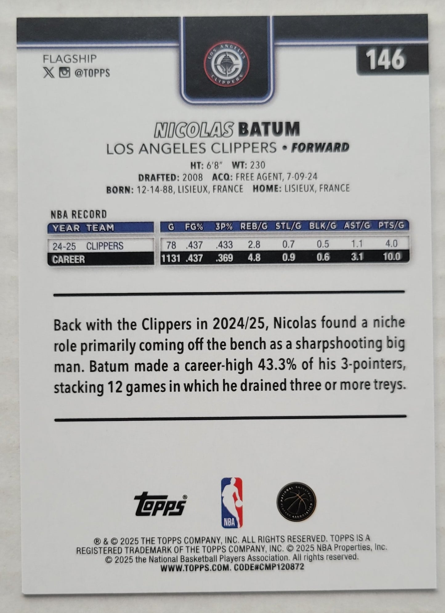 Nicolas Batum - 2025-26 Topps #146